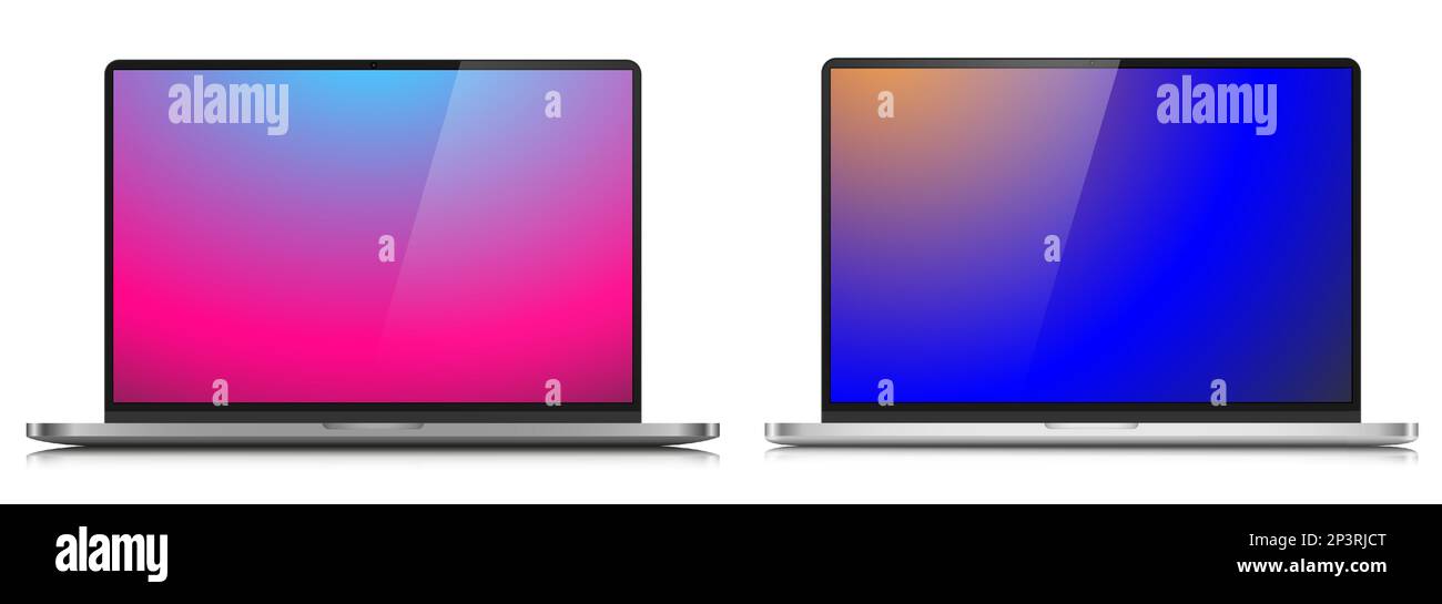 A set of laptop layouts in a metal case. Models of modern laptops with