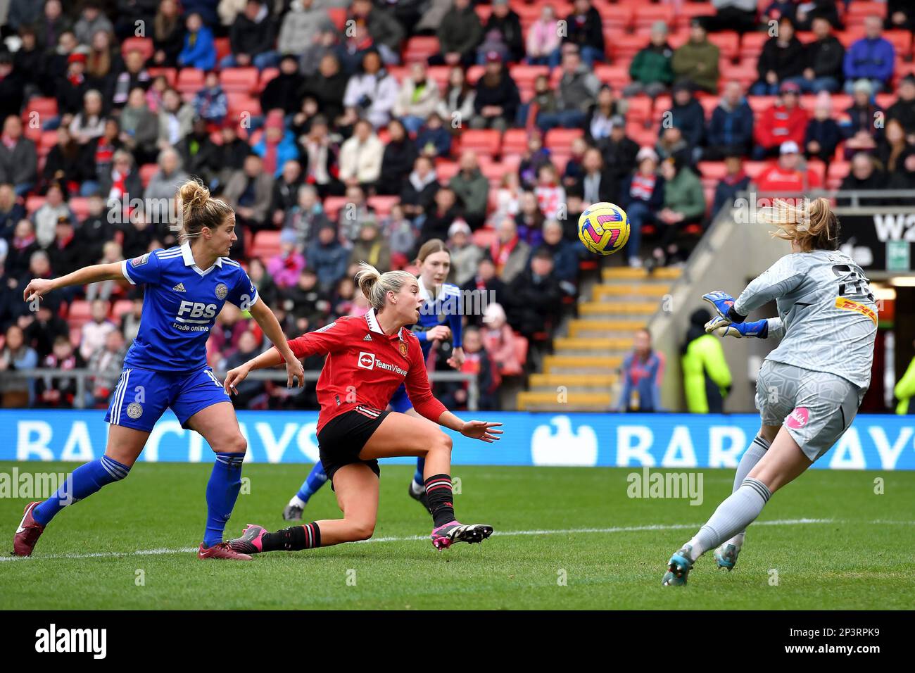 Leigh, UK. 5th Mar, 2023. Alessia Russo of Manchester United has a shot on goal during the The FA Women's Super League match at Leigh Sports Village, Leigh. Picture credit should read: Gary Oakley/Sportimage Credit: Sportimage/Alamy Live News Stock Photo