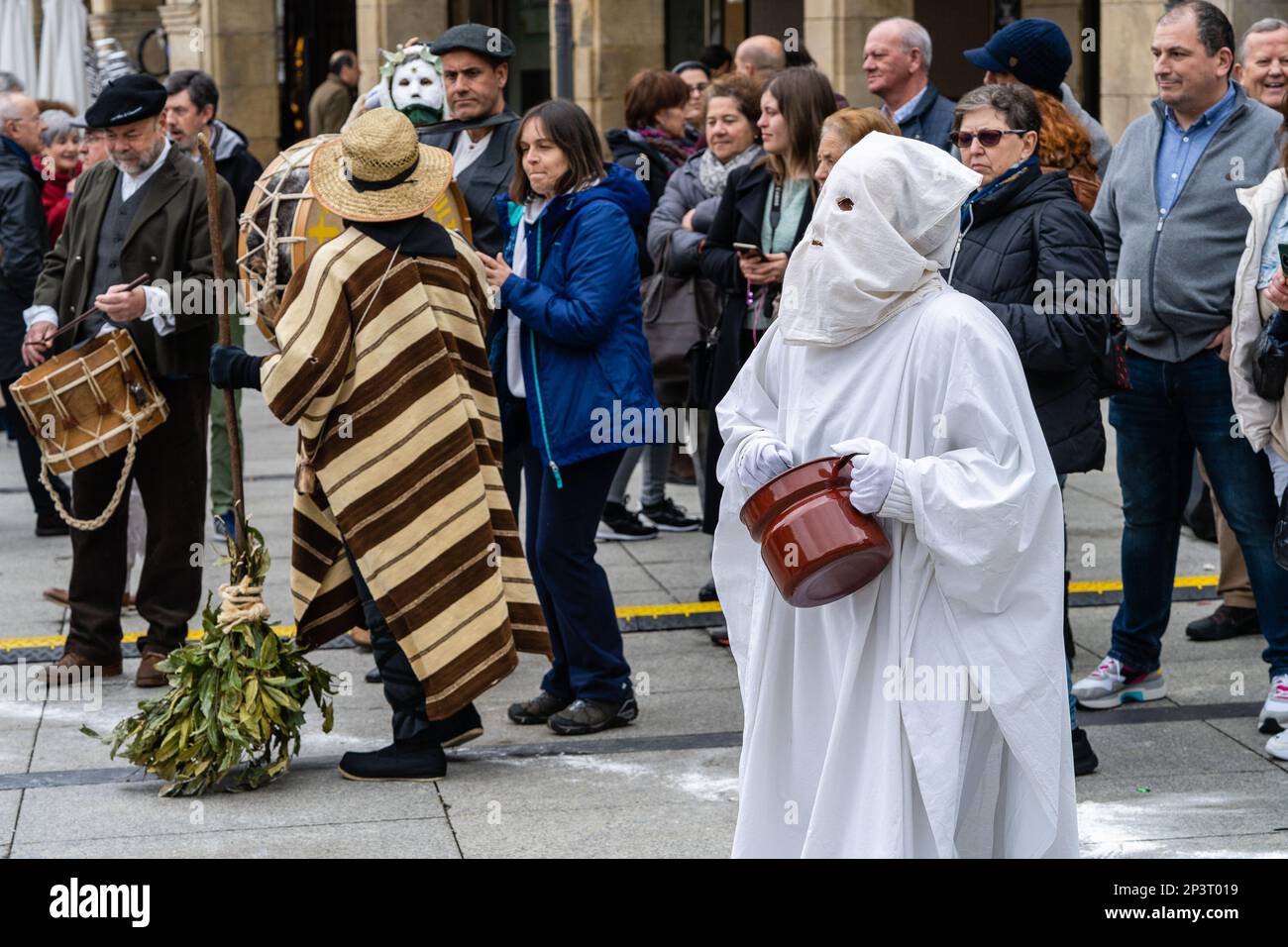 Aviles,Spain, February 19, 2023. Scenes of the Antroxu (Carnival) in the city of Aviles in Asturias. Stock Photo