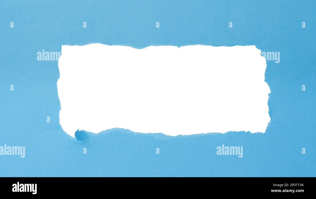 Blue Paper frame, torn paper with space a white background for text ...