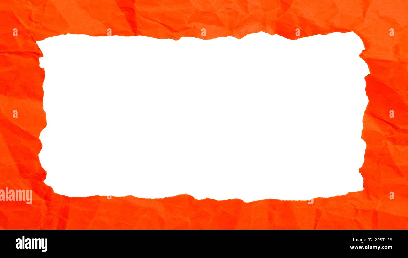 Red paper frame, torn paper with space on white background to display ...