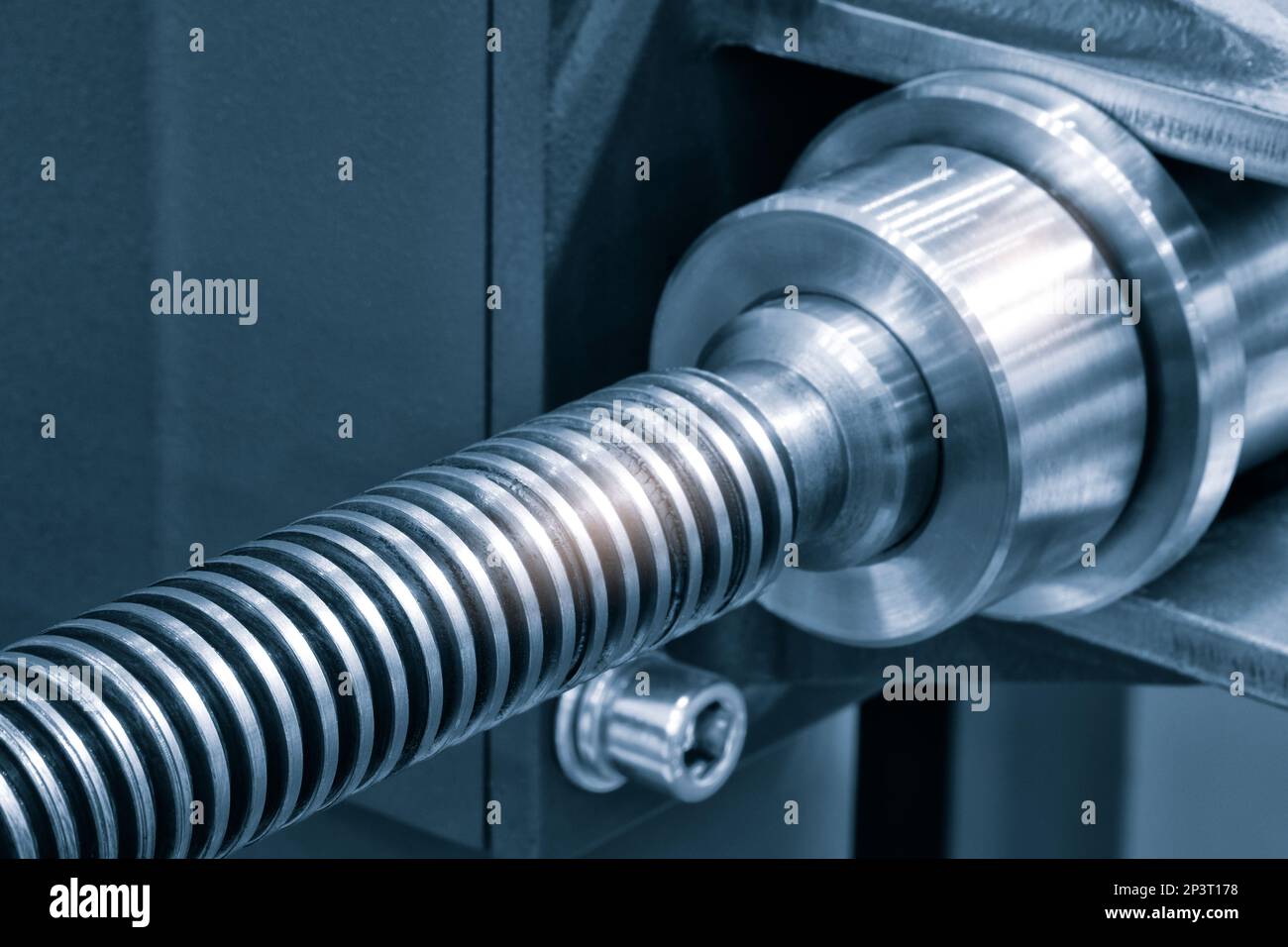 Ball screw drives for CNC machines on blue tone Stock Photo Alamy
