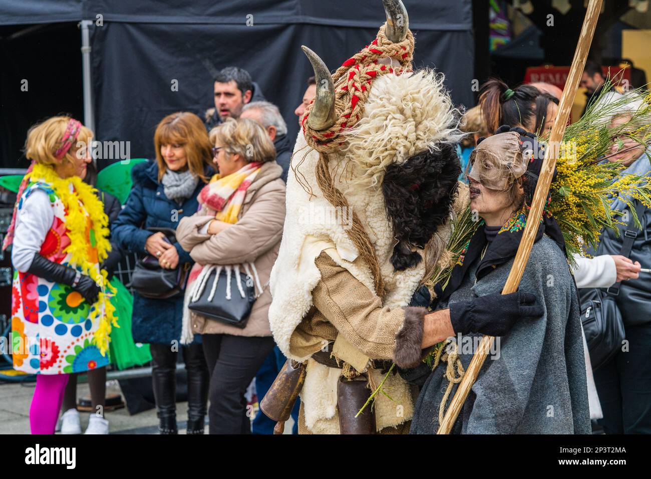 Aviles,Spain, February 19, 2023. Scenes of the Antroxu (Carnival) in the city of Aviles in Asturias. Stock Photo