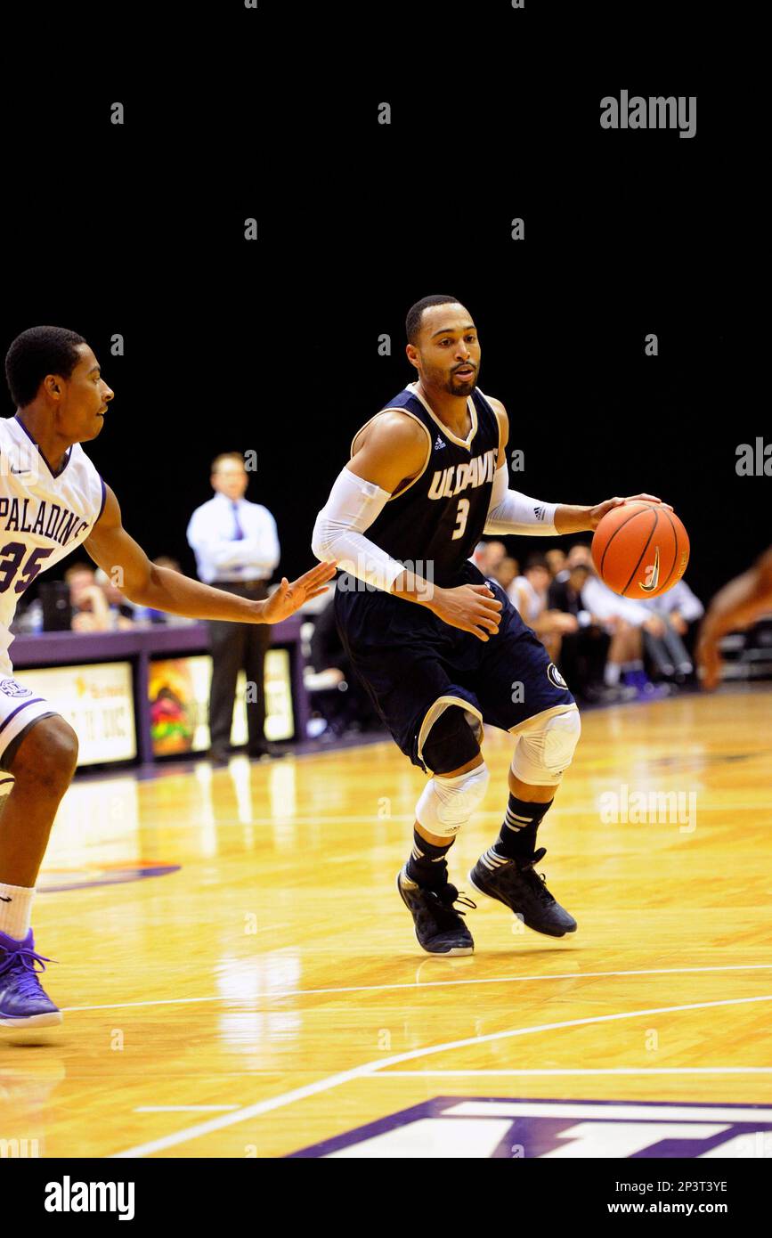 2014 November 22 | Saturday: Corey Hawkins (3) Guard University of  California Davis (UC-Davis) Aggies handles the basketball against the  Furman University Paladins at Timmons Arena on the Furman University campus  in