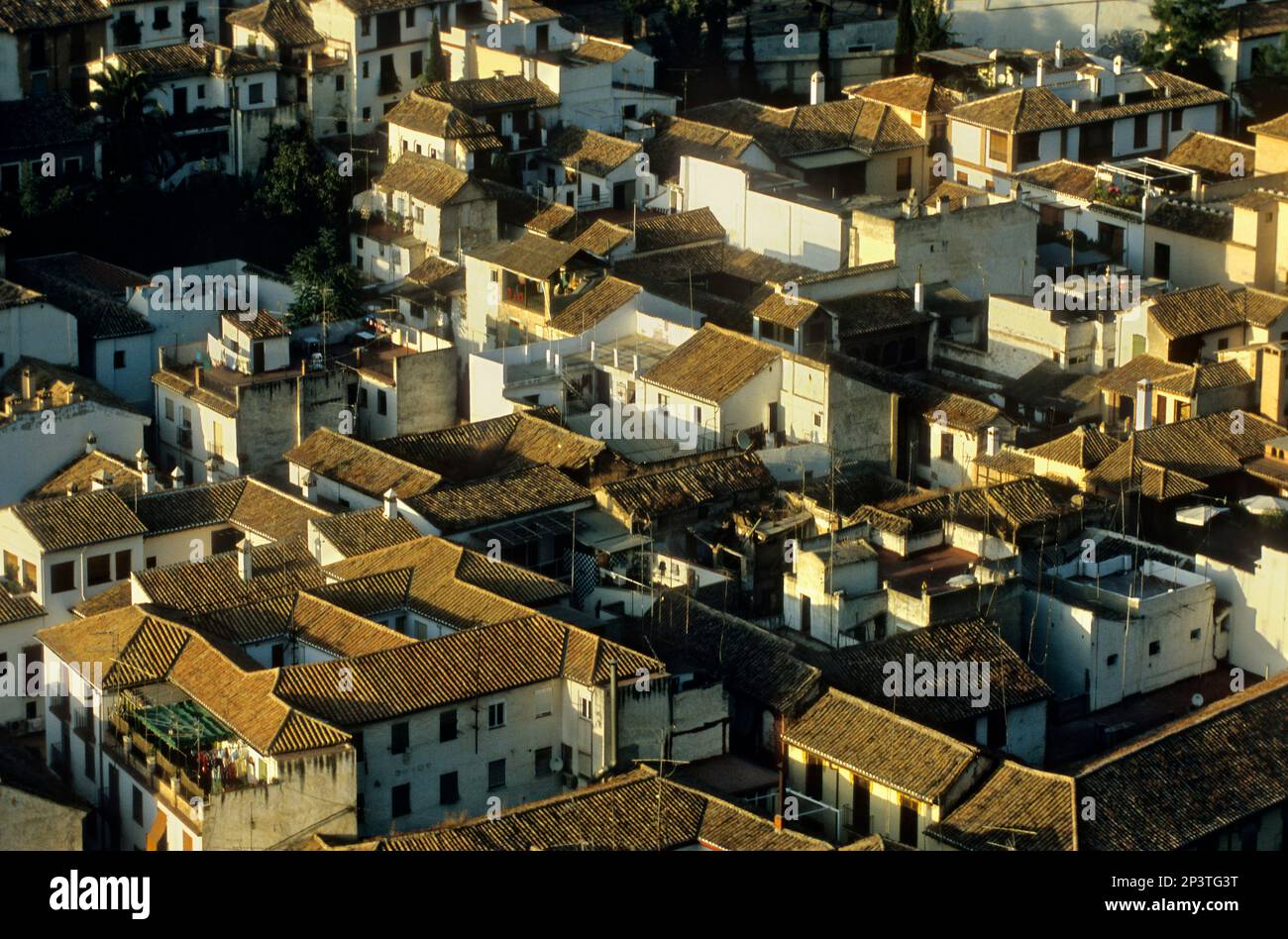 Aerial view of the Albayzín from Alhambra. Granada. Andalusia. Spain ...