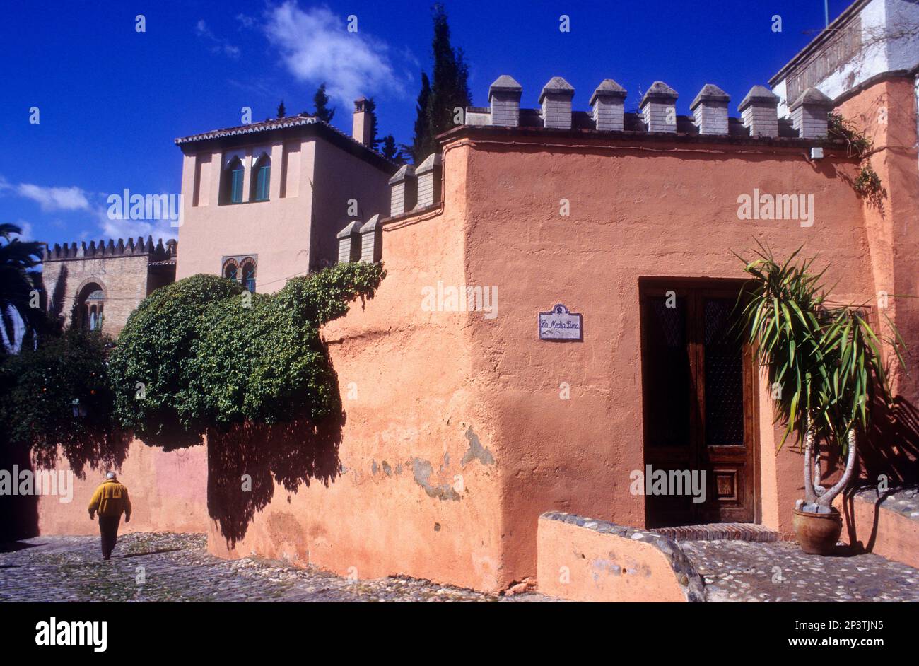 Facade of Carmen de la Media Luna, Cuesta de San Gregorio. Albaicin quarter, Granada, Andalusia, Spain Stock Photo