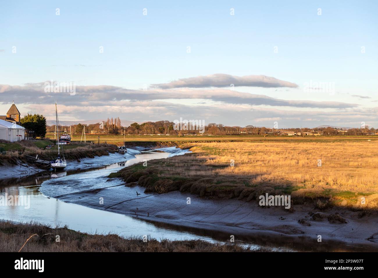 Salt marsh on the Ribble estuary, Lytham St Annes, Fylde in Lancashire, England. Stock Photo