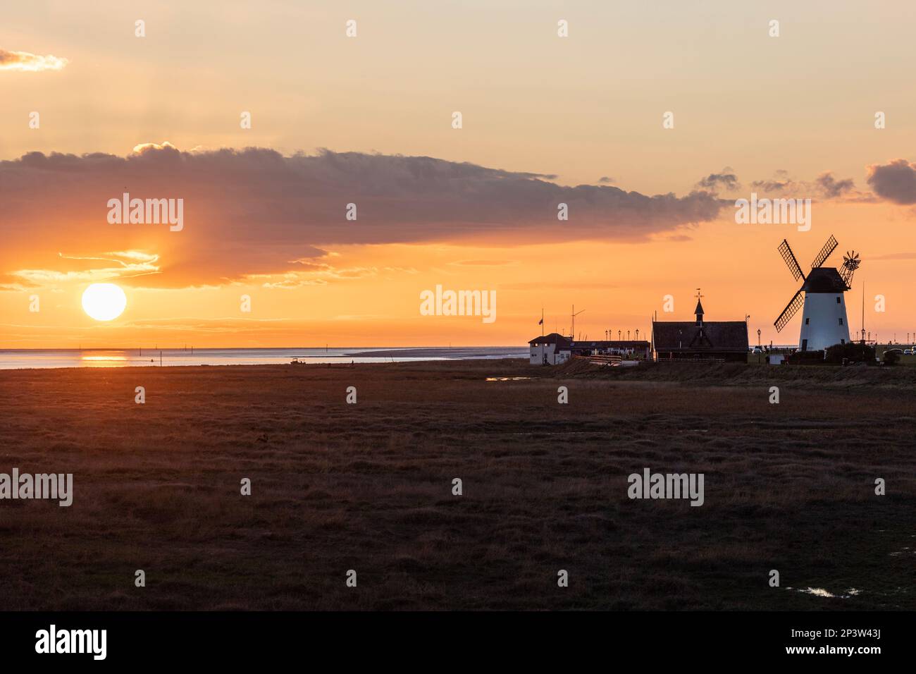 Lytham Windmill at sunset, Lytham St Annes, Fylde in Lancashire