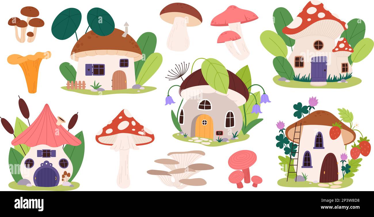 Mushroom House in Jar Fantasy Garden Fairytales Clipart PNG