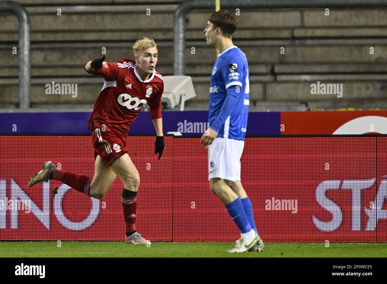 SL16's Aleksander Buksa celebrates after scoring during a soccer match ...