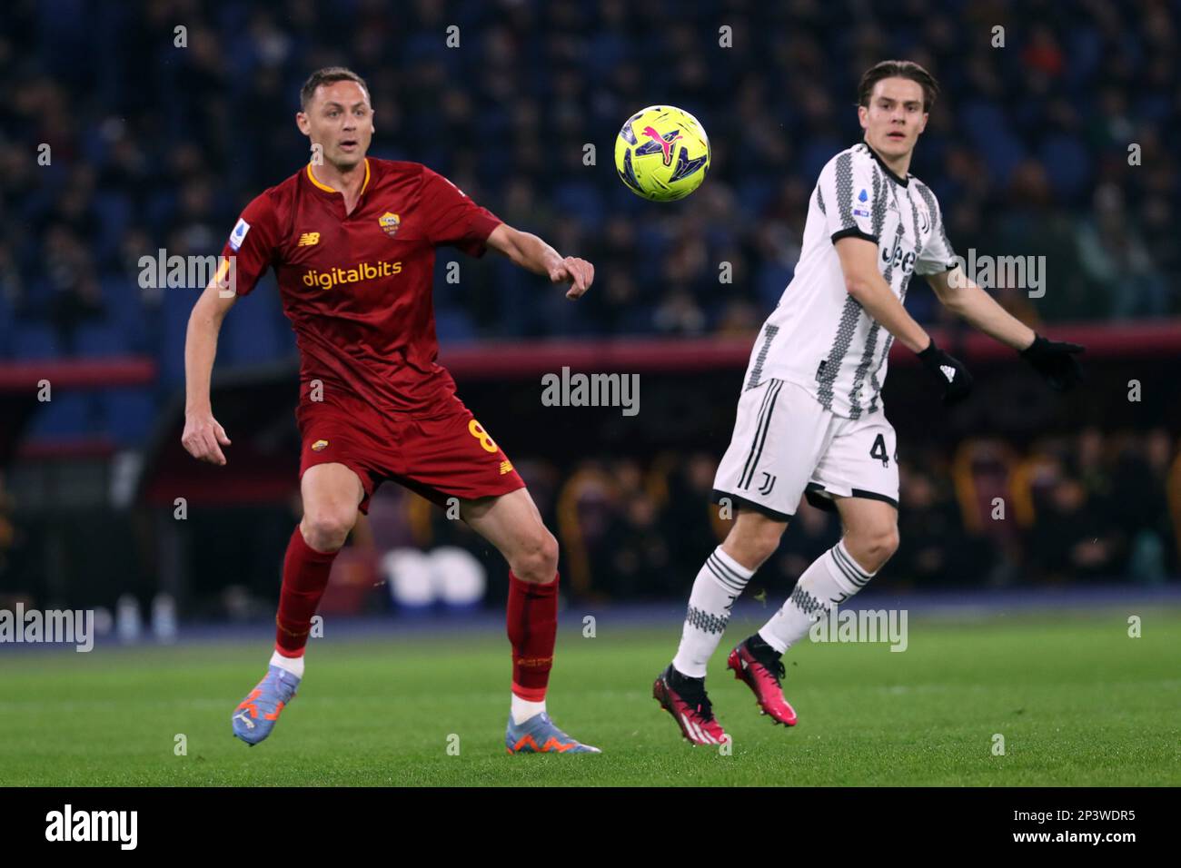 Rome, . 05th Mar, 2023. Rome, Italy 05.03.2023: Nemanja Matic (AS ROMA), FAGIOLO in action during the Serie A football match between AS Roma vs FC Juventus Turin at Olympic Stadium on march 05, 2023 in Rome, Italy. Credit: Independent Photo Agency/Alamy Live News Stock Photo