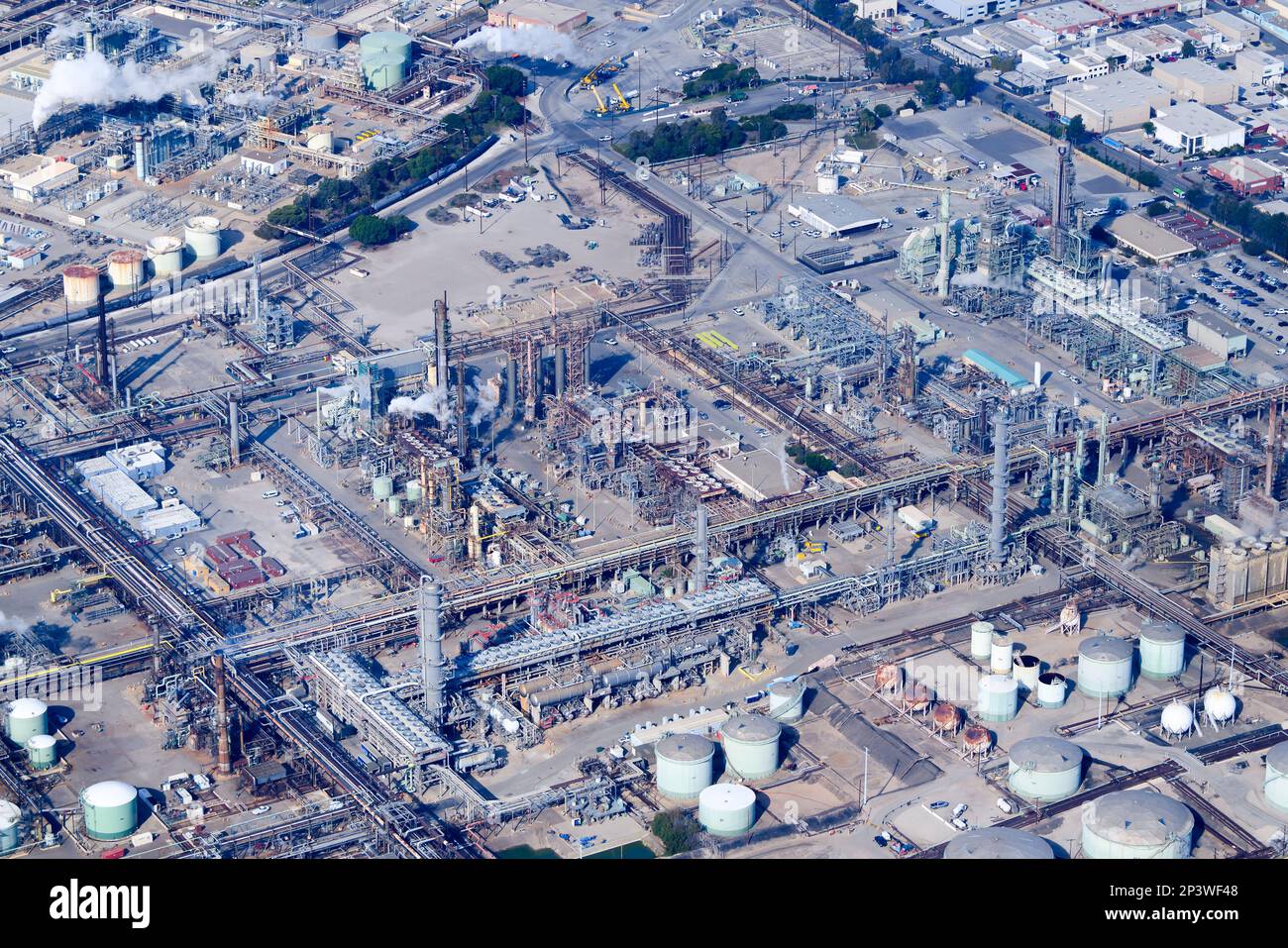 Chevron El Segundo refinery facility aerial view showing industrial complex