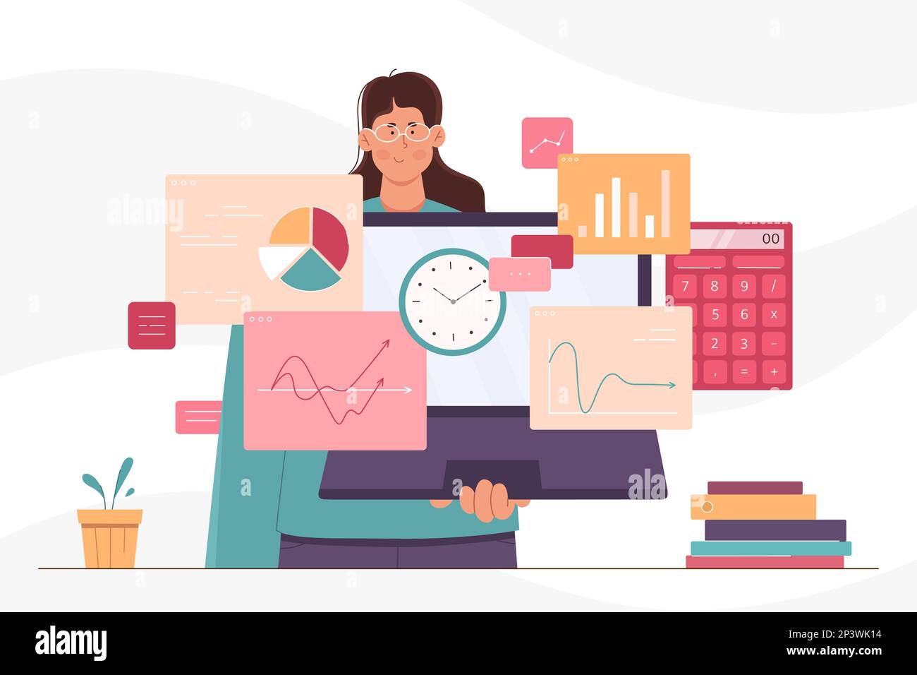 Efficient office work and task management strategy vector illustration ...