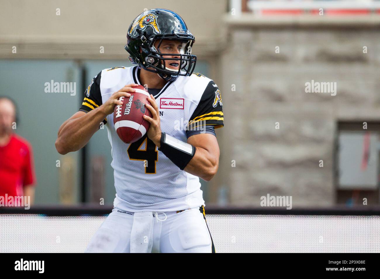 SEP 07, 2014 : Hamilton Tiger-Cats quarterback Zach Collaros #4 looks ...