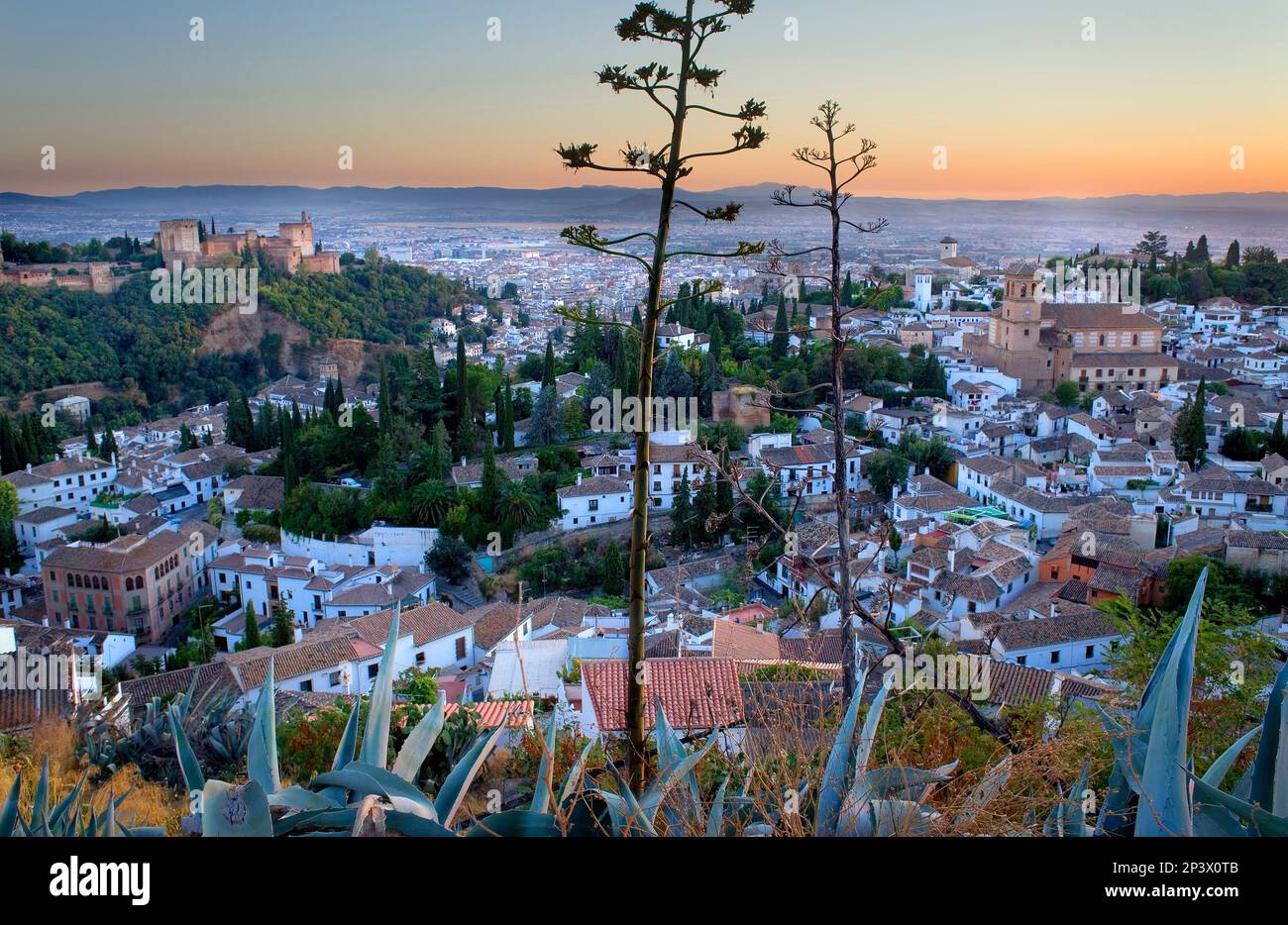 City view,Alhambra and Albaicín quarter,Granada Andalusia, Spain Stock Photo