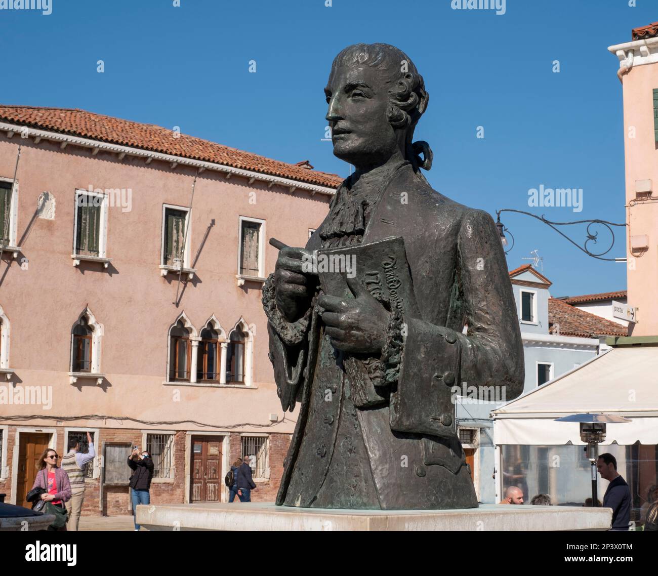 Statue of 18th century Italian composer Baldassare Galuppi,  Burano Venice, Veneto, Italy Stock Photo