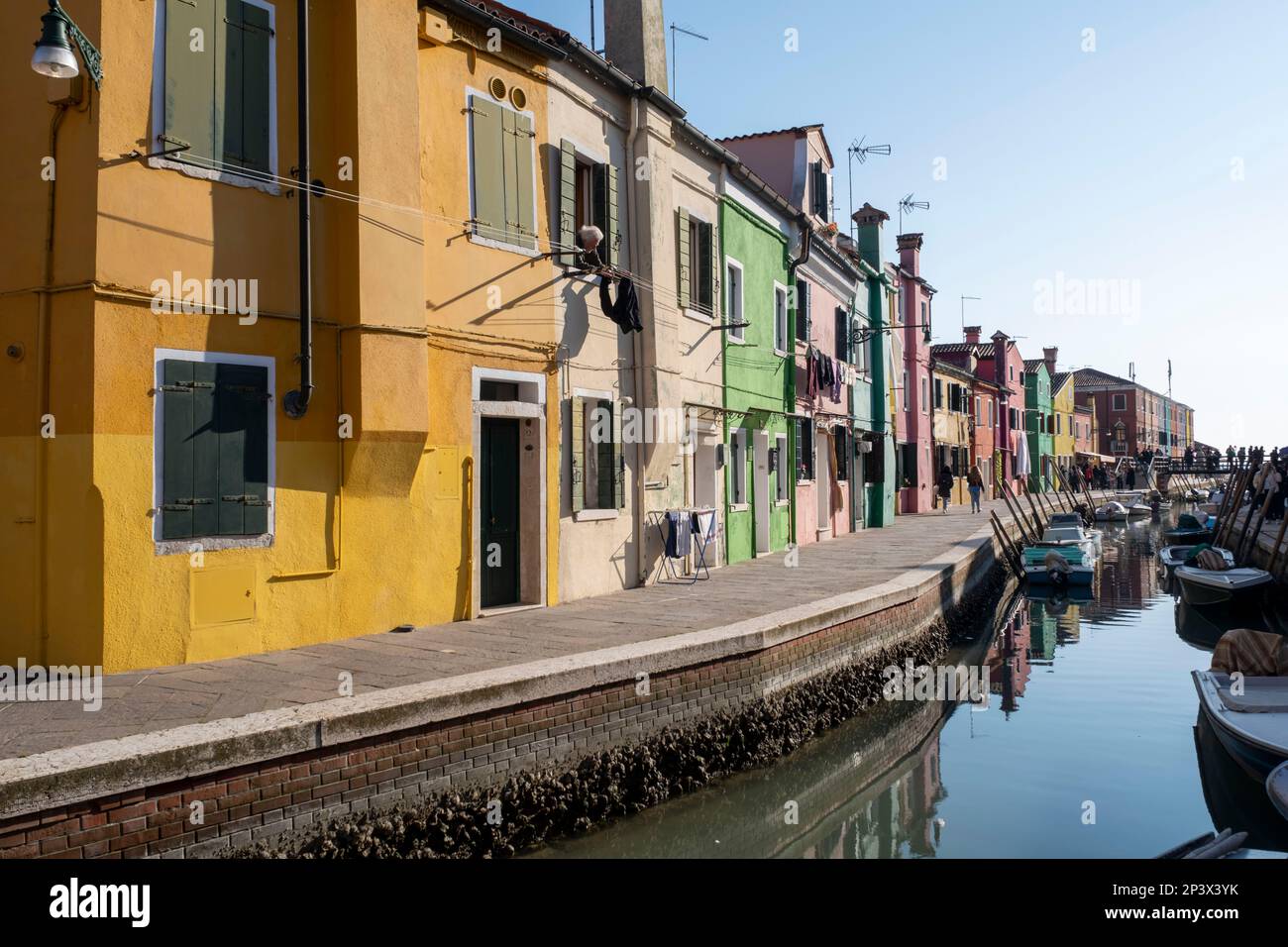 Colourful painted houses on the Island of Burano, Venice lagoon Metropolitan City of Venice, Italy. Stock Photo