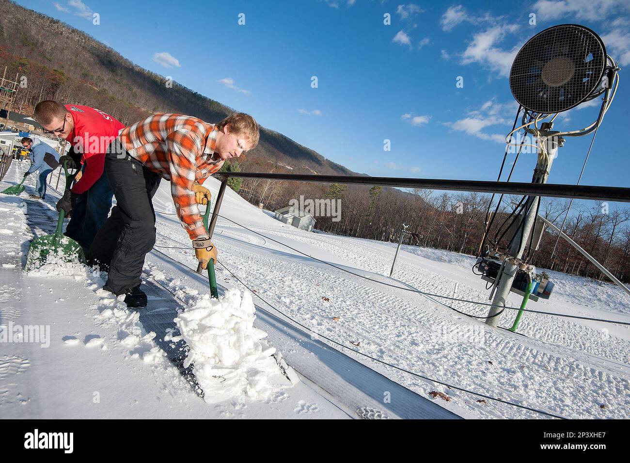 Scott Kyser, left, and Cody Holland, employees at Massanutten Resort