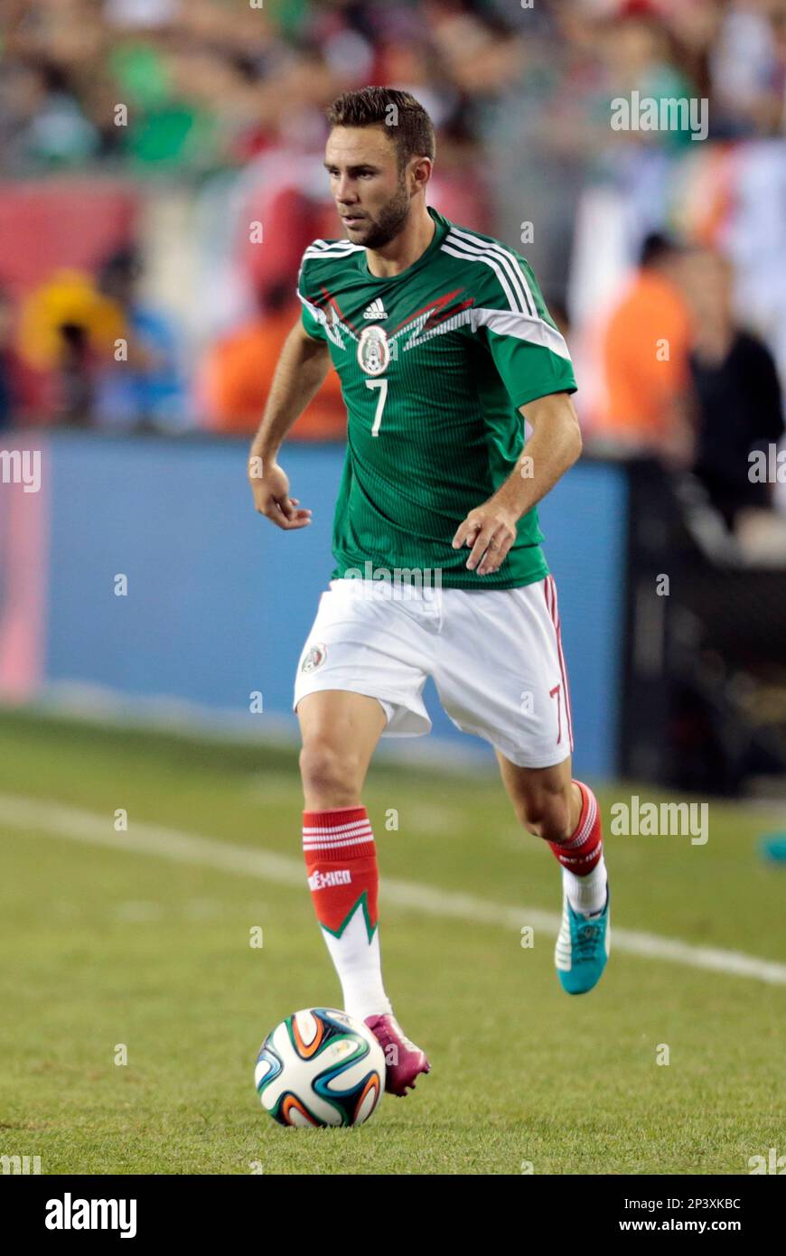 June 6, 2014: Mexico's Miguel Layun (7). The men's national team of Portugal defeated the men's national team of Mexico 1-0 in a final international friendly before the 2014 FIFA World Cup at Gillette Stadium in Foxborough, Massachusetts. (Icon Sportswire via AP Images) Stock Photo