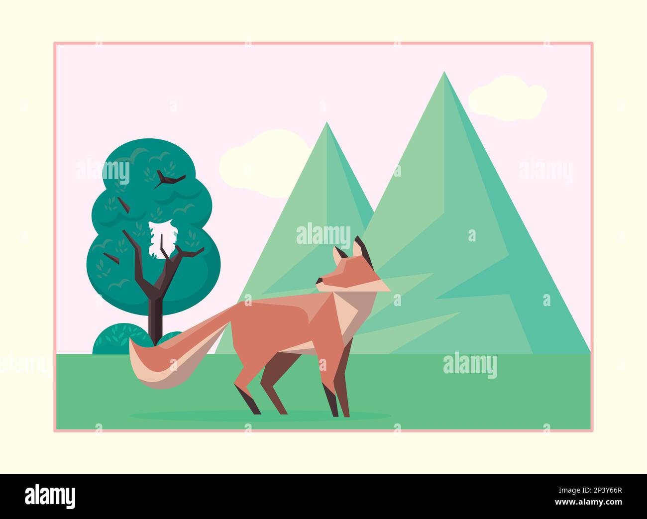 fox animal in landscape Stock Vector