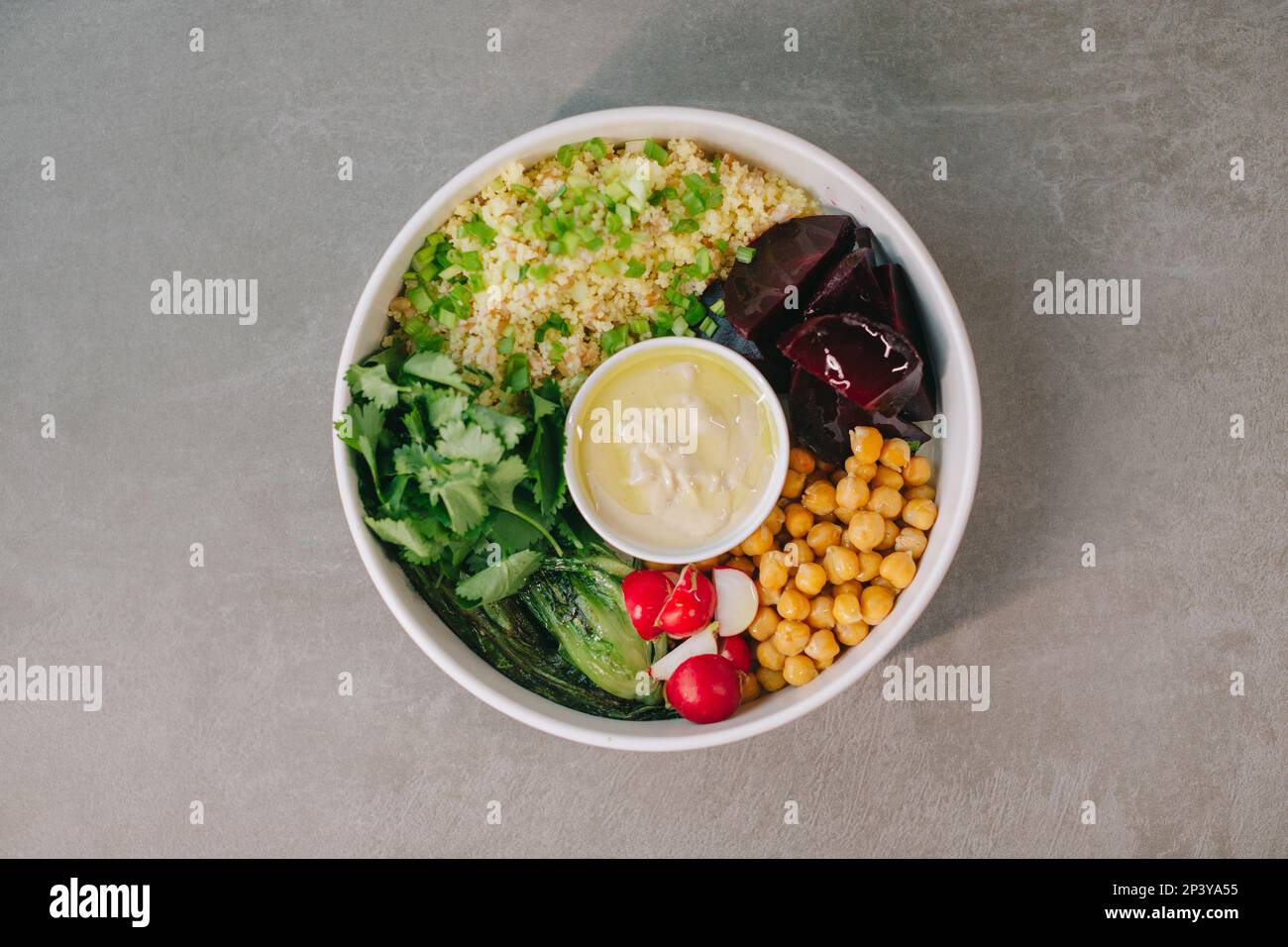 Poke bowl with vegetables and meat Stock Photo - Alamy