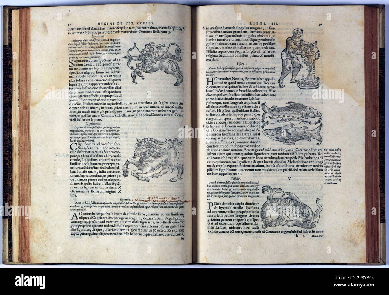 Pages of the book on mythology and iconography 'Fabolarum liber' by ...