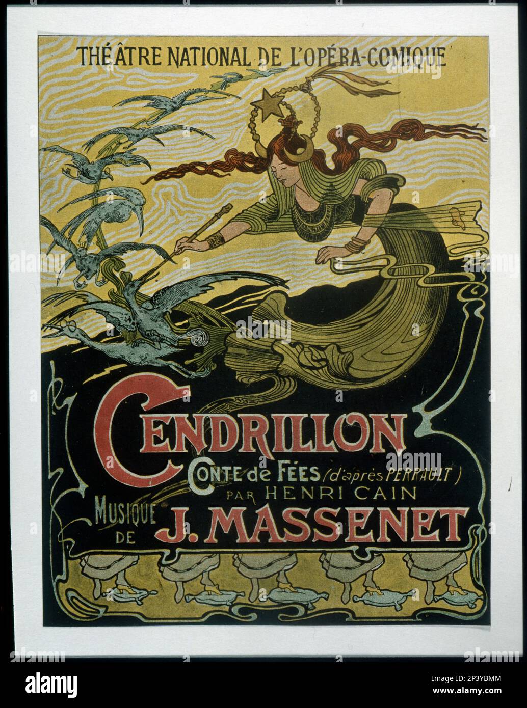 Publicity of the play 'Cendrillon 'with music by J.Massenet, premiered at the Comic Opera Theater in Paris, 1899. Stock Photo