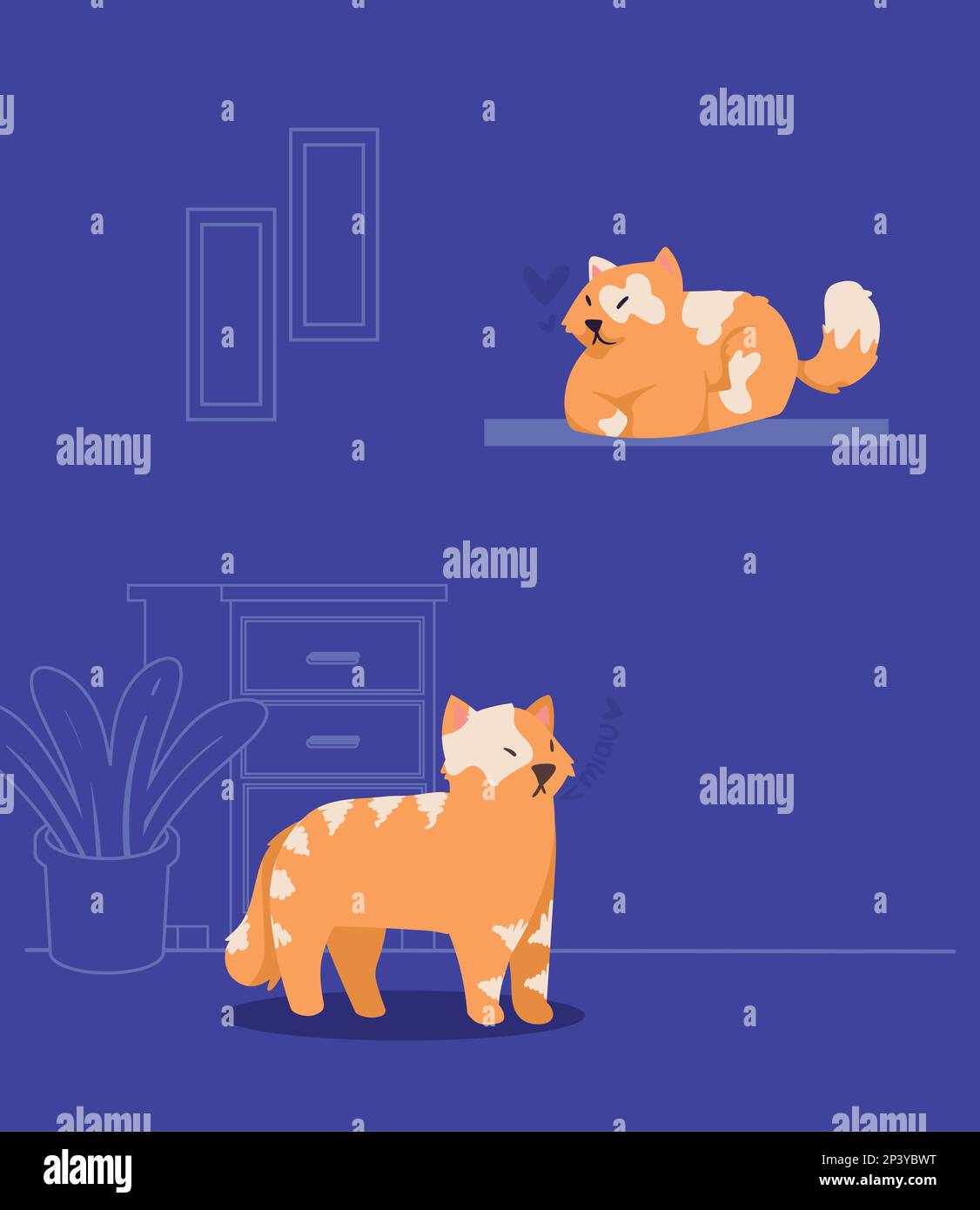 two yellow cats mascots Stock Vector Image & Art Alamy