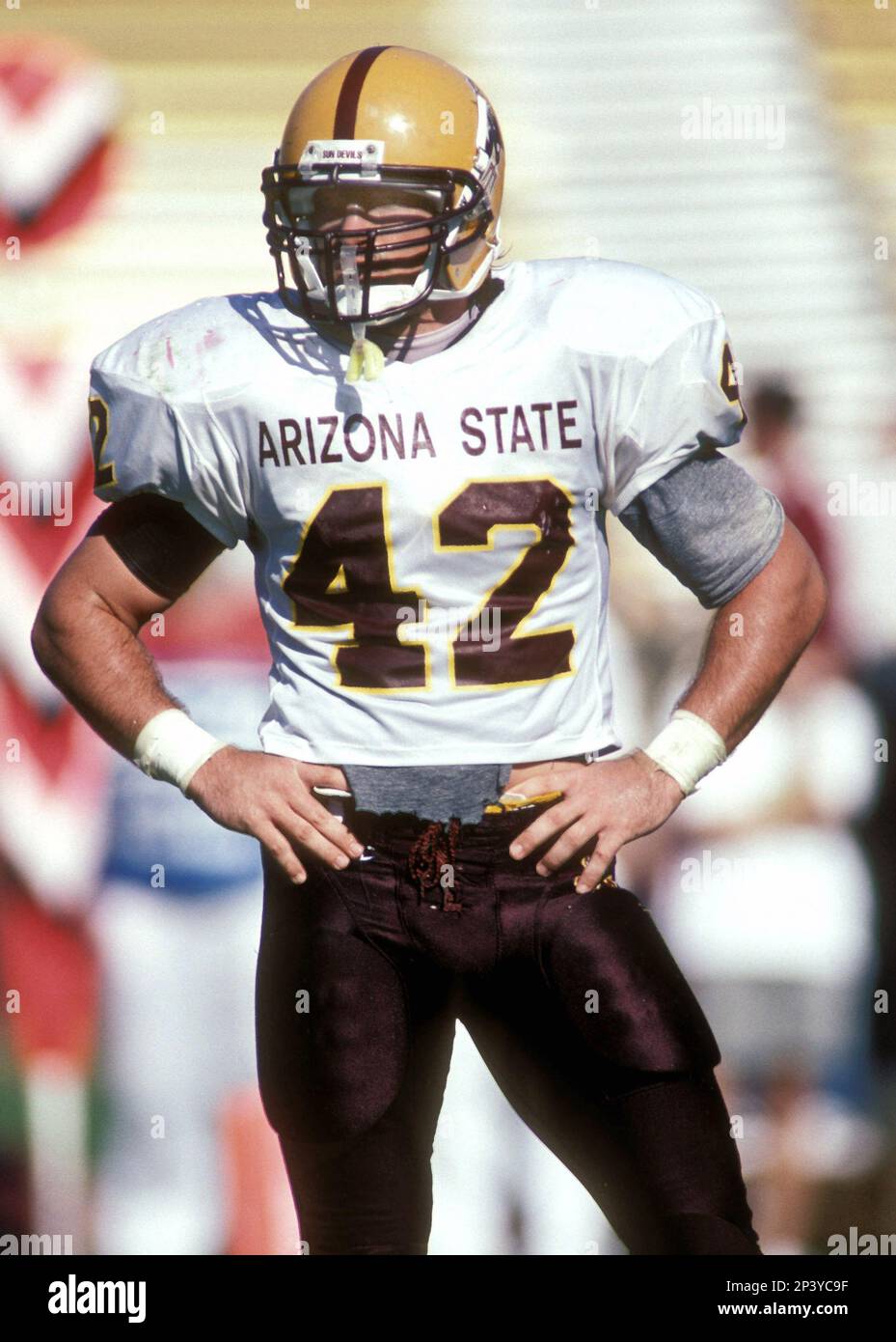 Arizona State University linebacker Pat Tillman (42) sets for play in 1997.  (AP Photo / Al Messerschmidt Stock Photo - Alamy