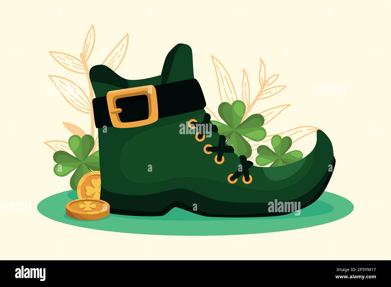 Green clovers golden coins Stock Vector Images - Alamy