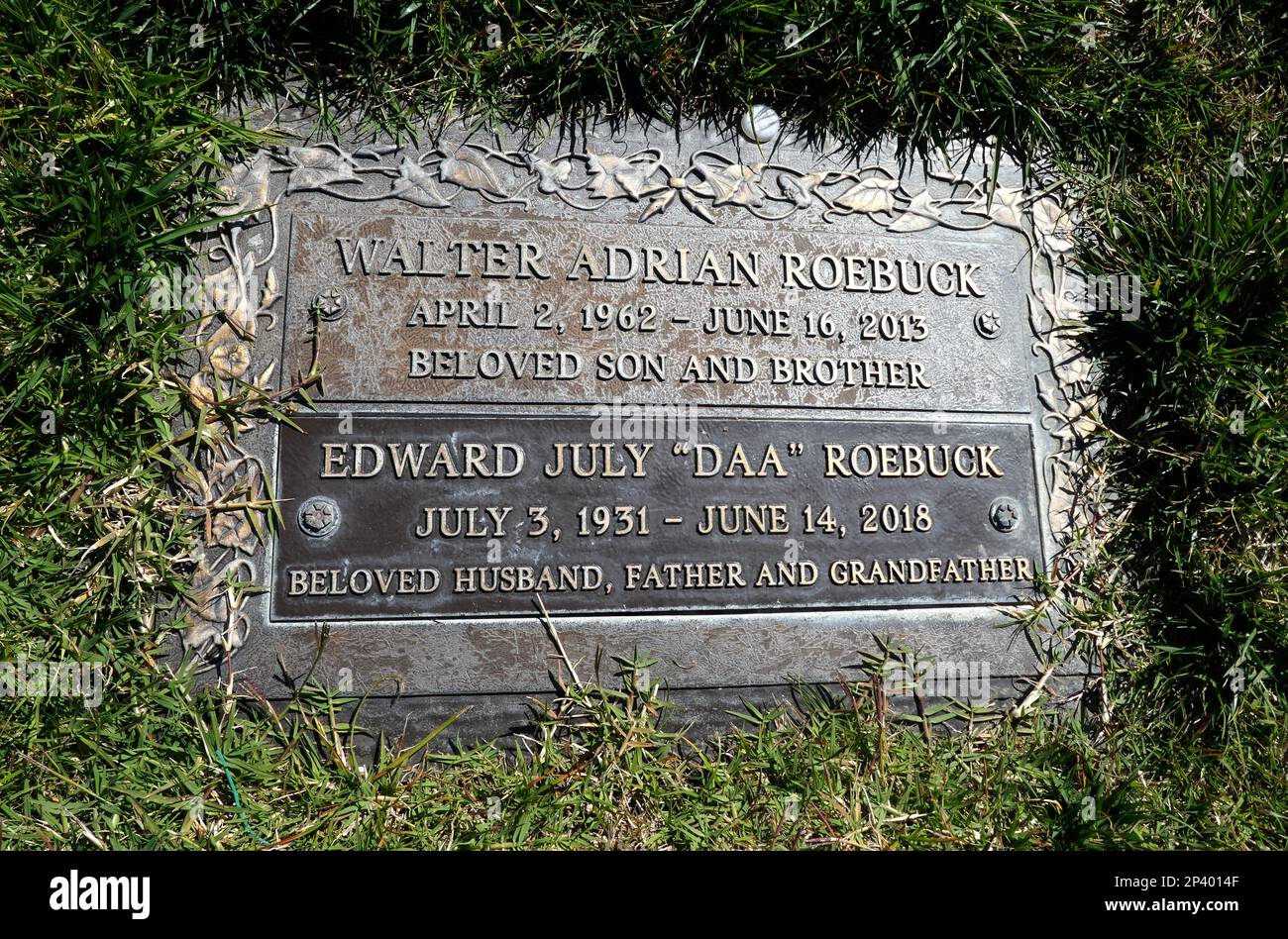 Long Beach, California, USA 2nd March 2023 Major League Baseball Player Ed Roebuck's Grave in Bouvardia section at Forest Lawn Long Beach Memorial Park Cemetery on March 2, 2023 in Long Beach, California, USA. Photo by Barry King/Alamy Stock Photo Stock Photo