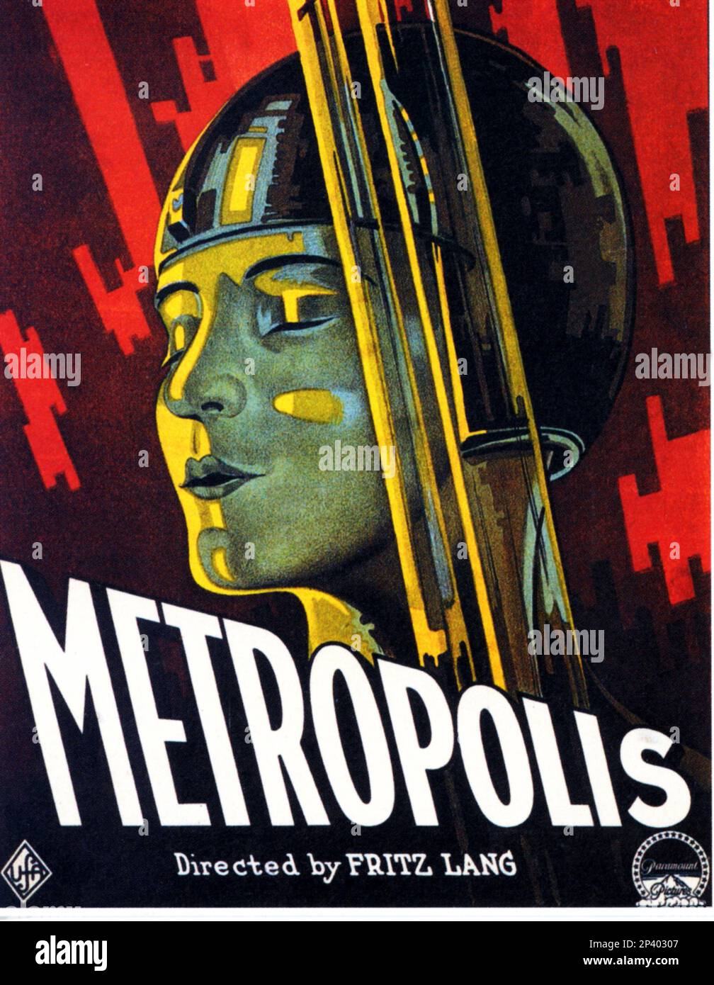 1927 : Original german movie poster for METROPOLIS by Fritz Lang , with Brigitte Helm ( Berlin 1906 - Ascona 1996 ) - SILENT MOVIE - CINEMA MUTO - poster cinematografico - art deco - robot - robots ---- Archivio GBB Stock Photo