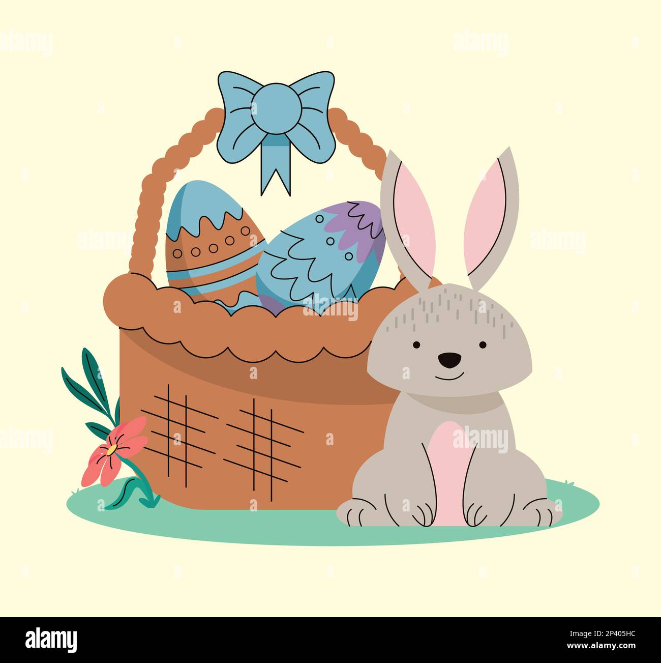 eggs painted in basket with rabbit Stock Vector Image & Art - Alamy