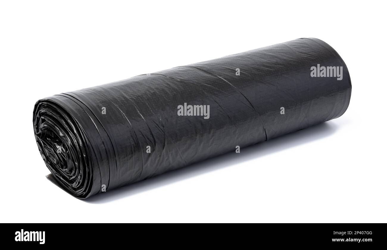 Twisted black polyethylene garbage bags on a white isolated background Stock Photo Alamy