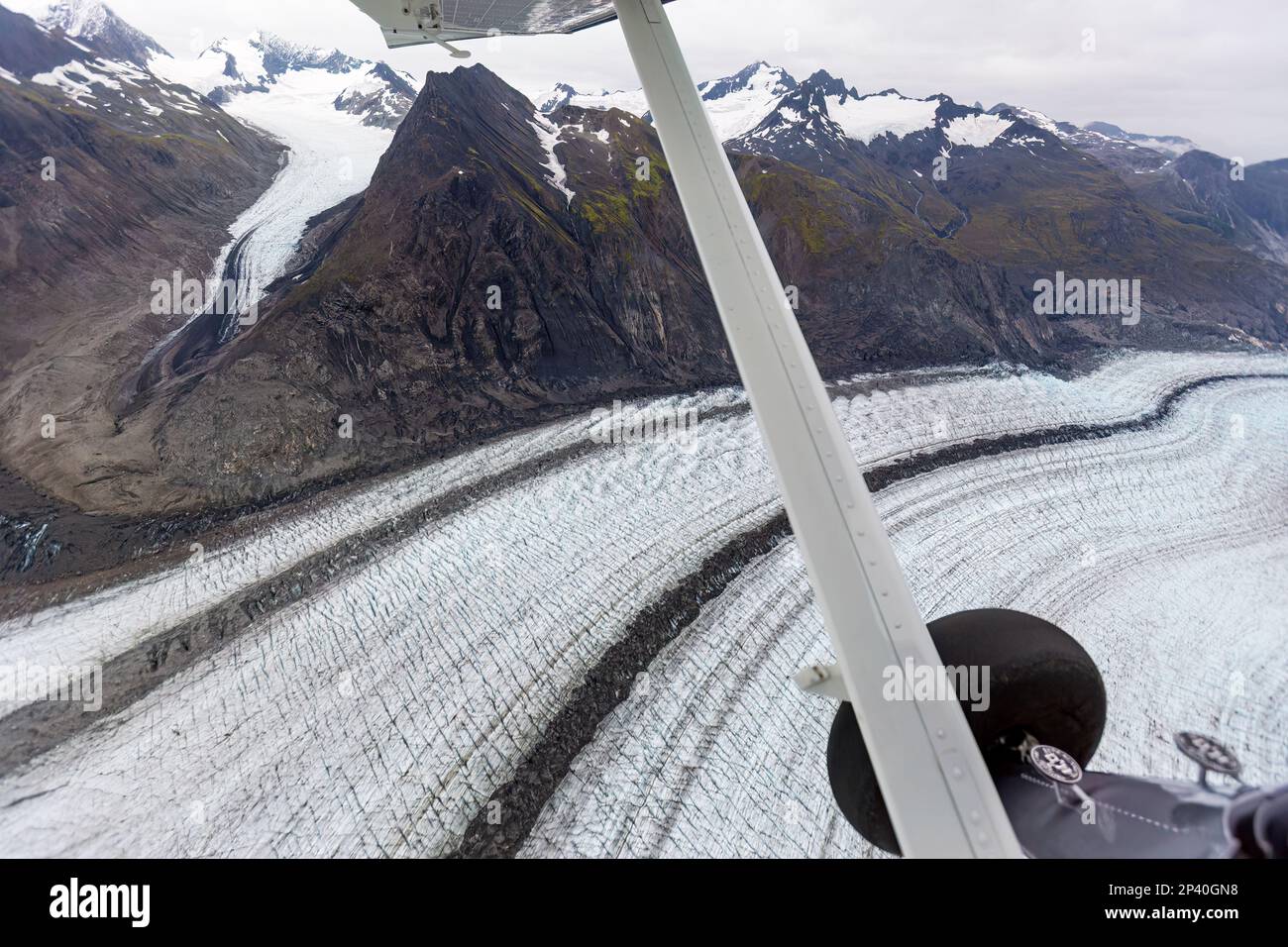 Flight seeing from Haines over the Fair-weather Range in Glacier Bay National Park, Southeast Alaska, USA. Stock Photo
