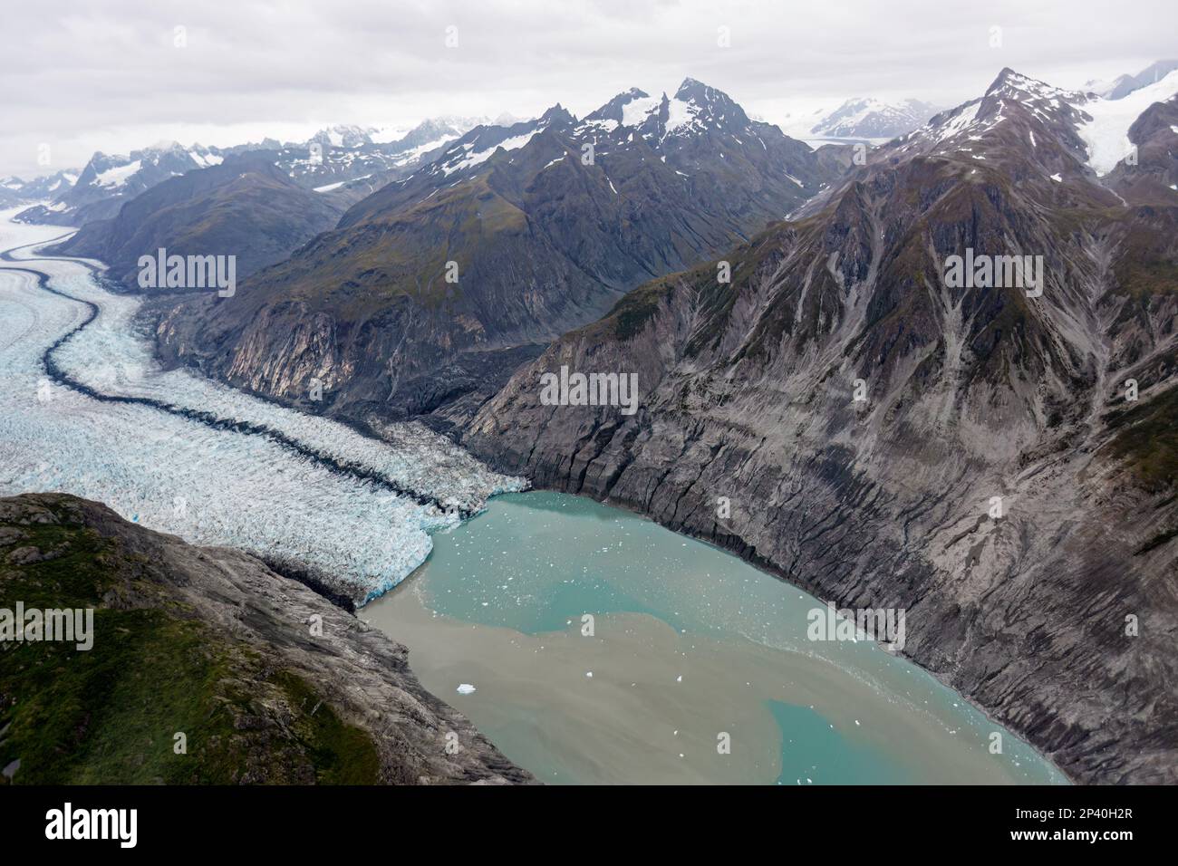 View from plane over the Fair-weather Range in Glacier Bay National Park, Southeast Alaska, USA. Stock Photo