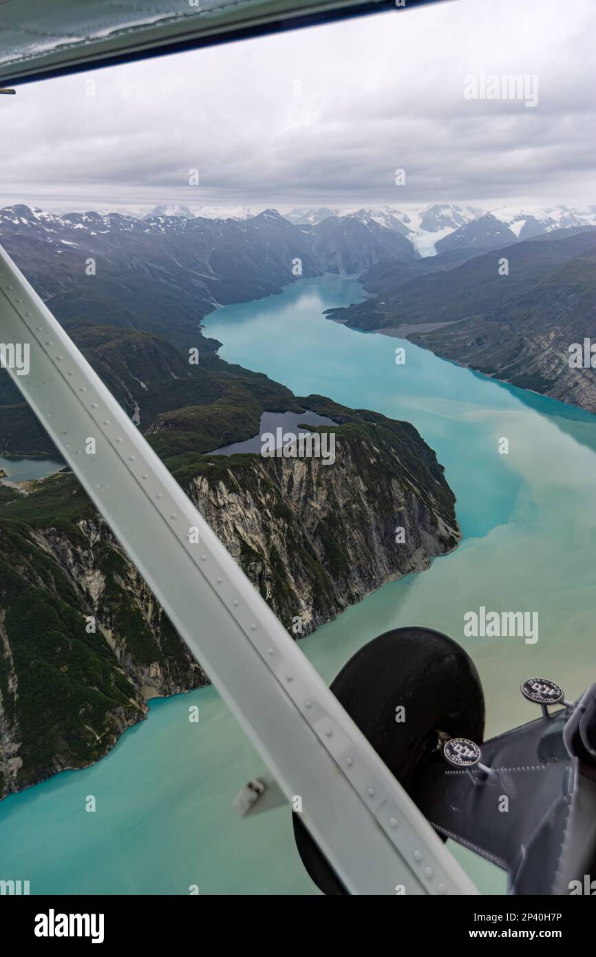 View from plane over the Fair-weather Range in Glacier Bay National Park, Southeast Alaska, USA. Stock Photo