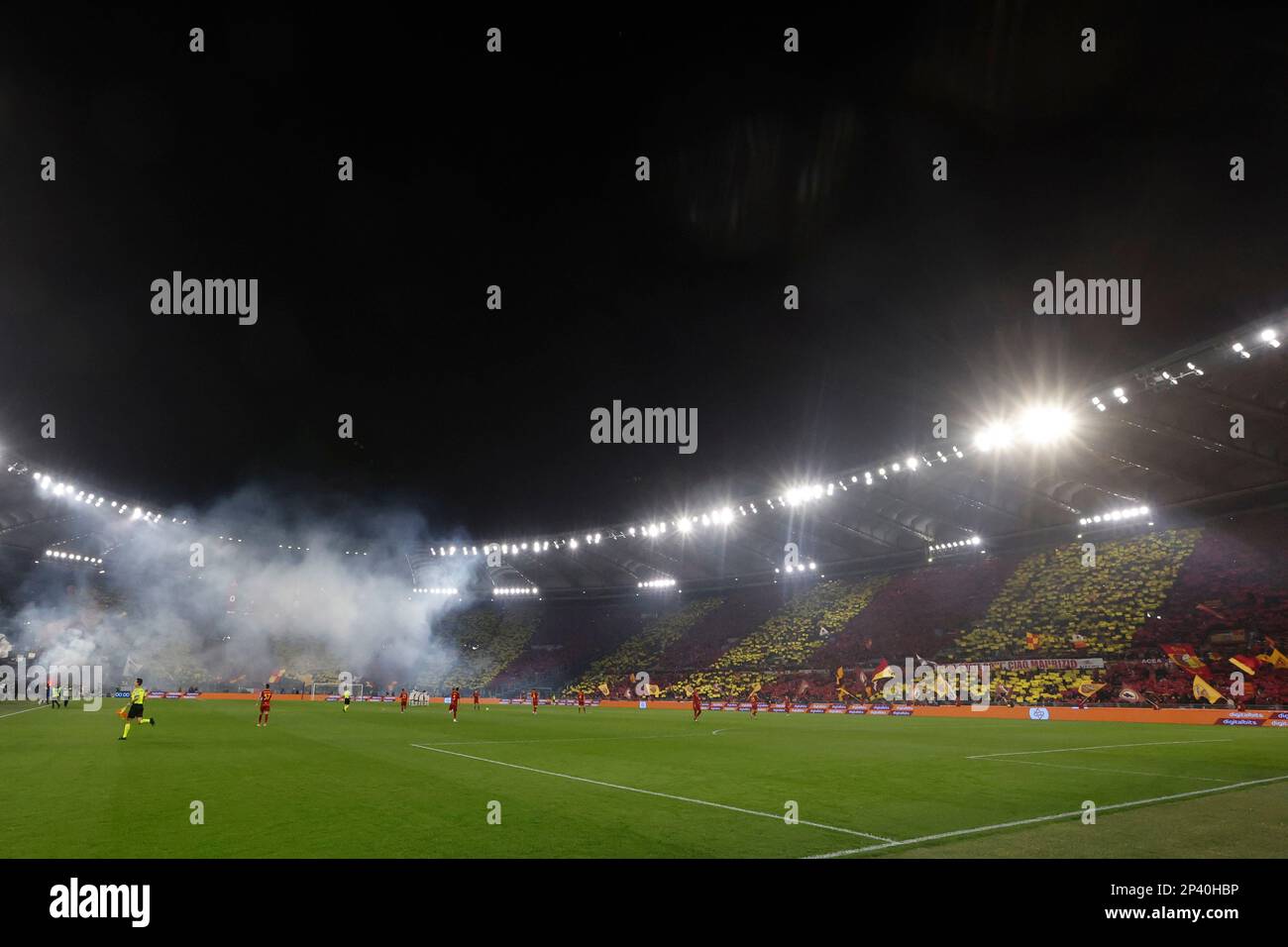 Rome, Italy. 05th Mar, 2023. A view of the Olympic stadium before the start of the Serie A football match between Roma and Juventus in Rome, Italy, March 05, 2023. Credit: Riccardo De Luca - Update Images/Alamy Live News Stock Photo