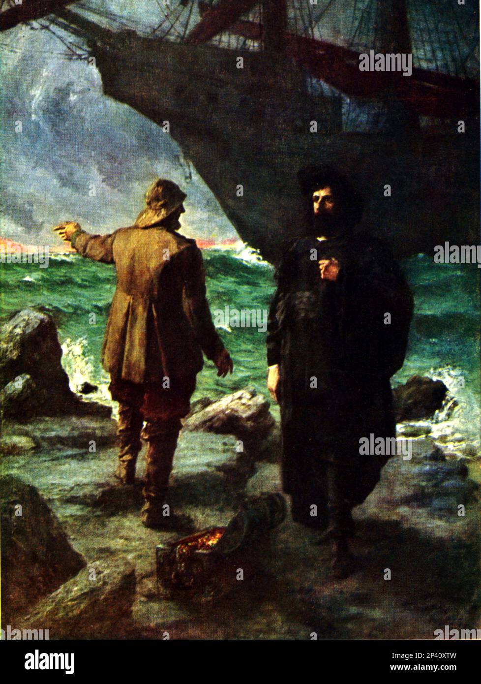 1889 ca, Munchen , Germany : The myth of DER FLIEGENDE HOLLANDER ( Il  vascello fantasma - L' OLANDESE VOLANTE ), artwork by german painter  FERDINAND LEEKE ( 1859 - 1925 ) ,