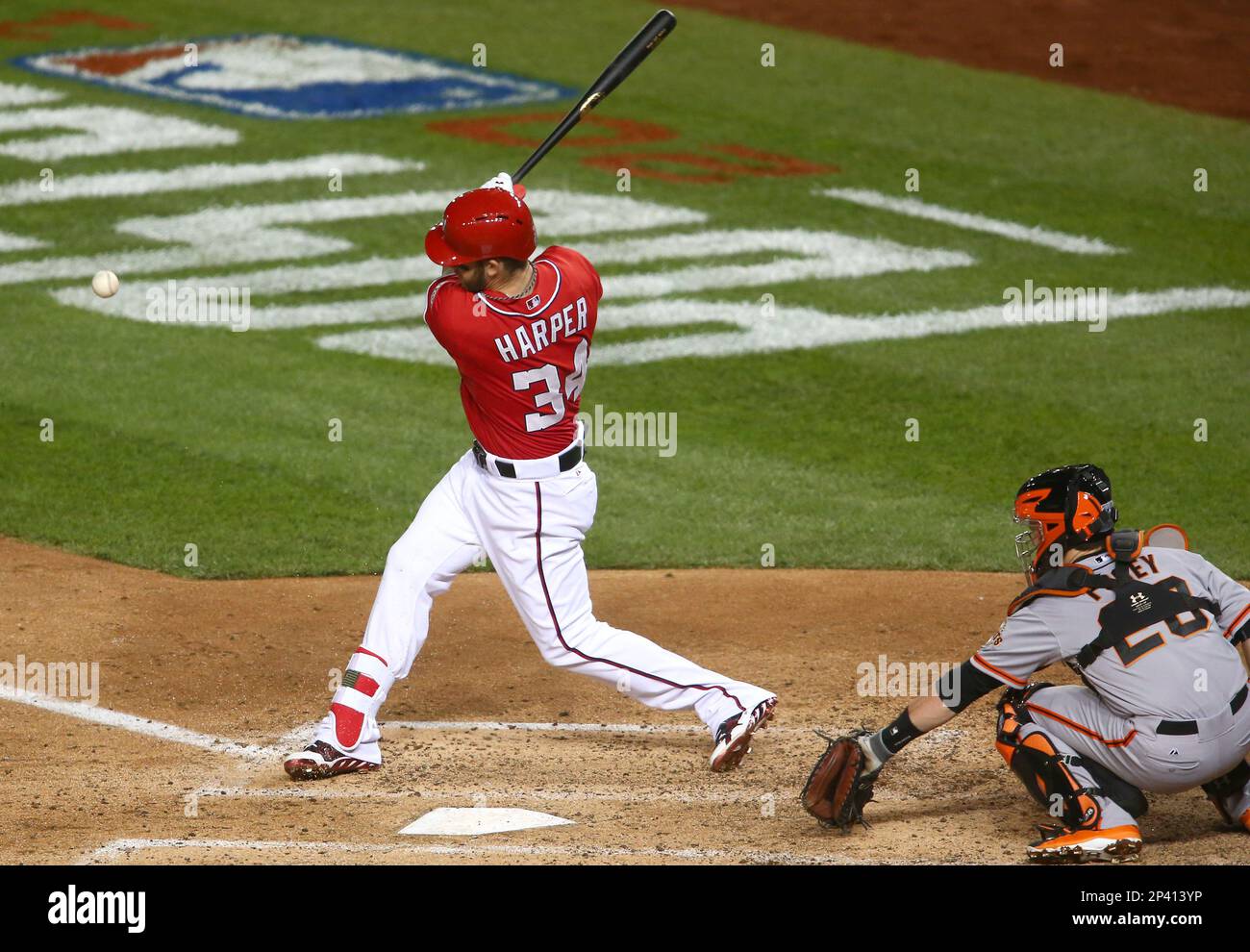 Washington Nationals left fielder Bryce Harper (34) warms up prior