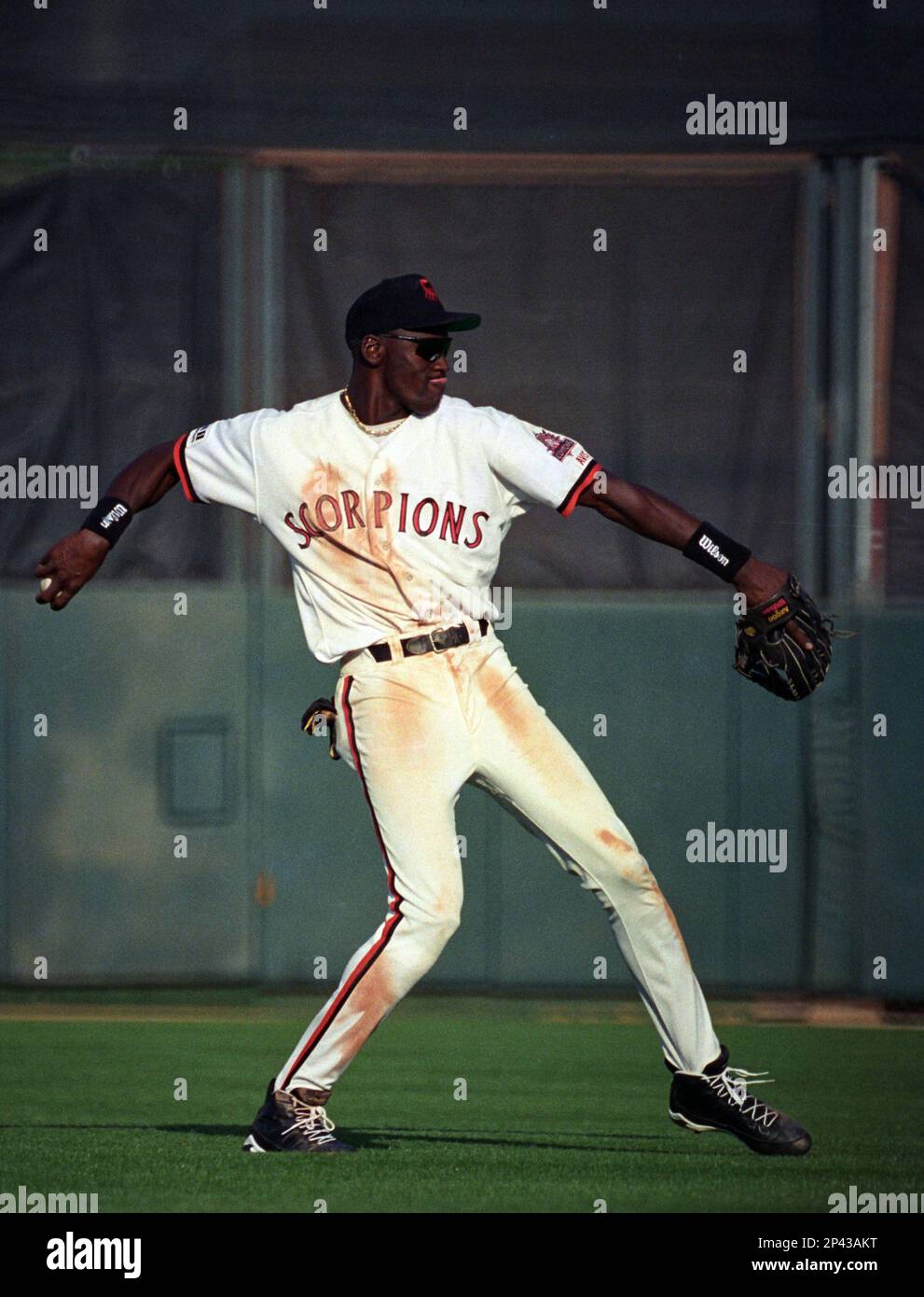 MLB FILE: Michael Jordan of the Chicago White Sox Arizona Fall League team,  the Phoenix Scorpions. (Icon Sportswire via AP Images Stock Photo - Alamy