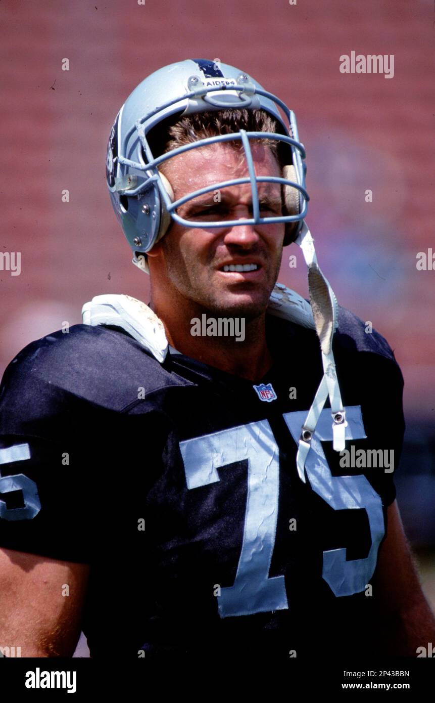 Defensive lineman Howie Long #75 of the Los Angeles Raiders looks