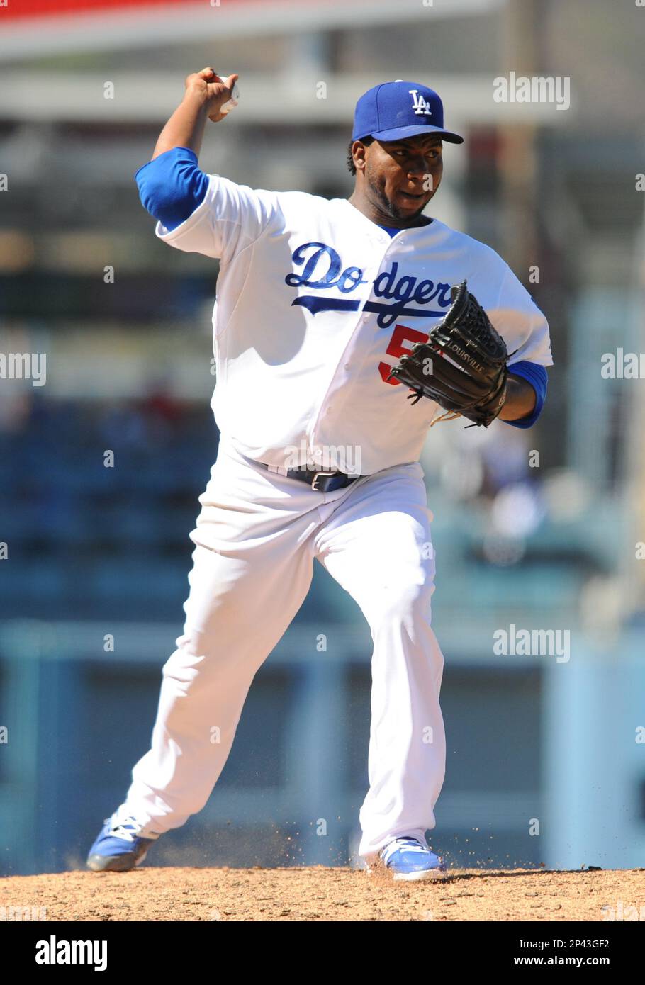 03 September 2014: Los Angeles Dodgers Pitcher Pedro Baez (52) [4014]  during a Major League Baseball game between the Washington Nationals and  the Los Angeles Dodgers at Dodger Stadium in Los Angeles