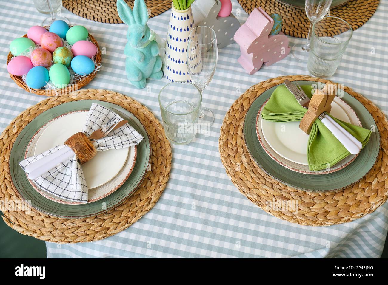 Festive table serving for Easter celebration Stock Photo
