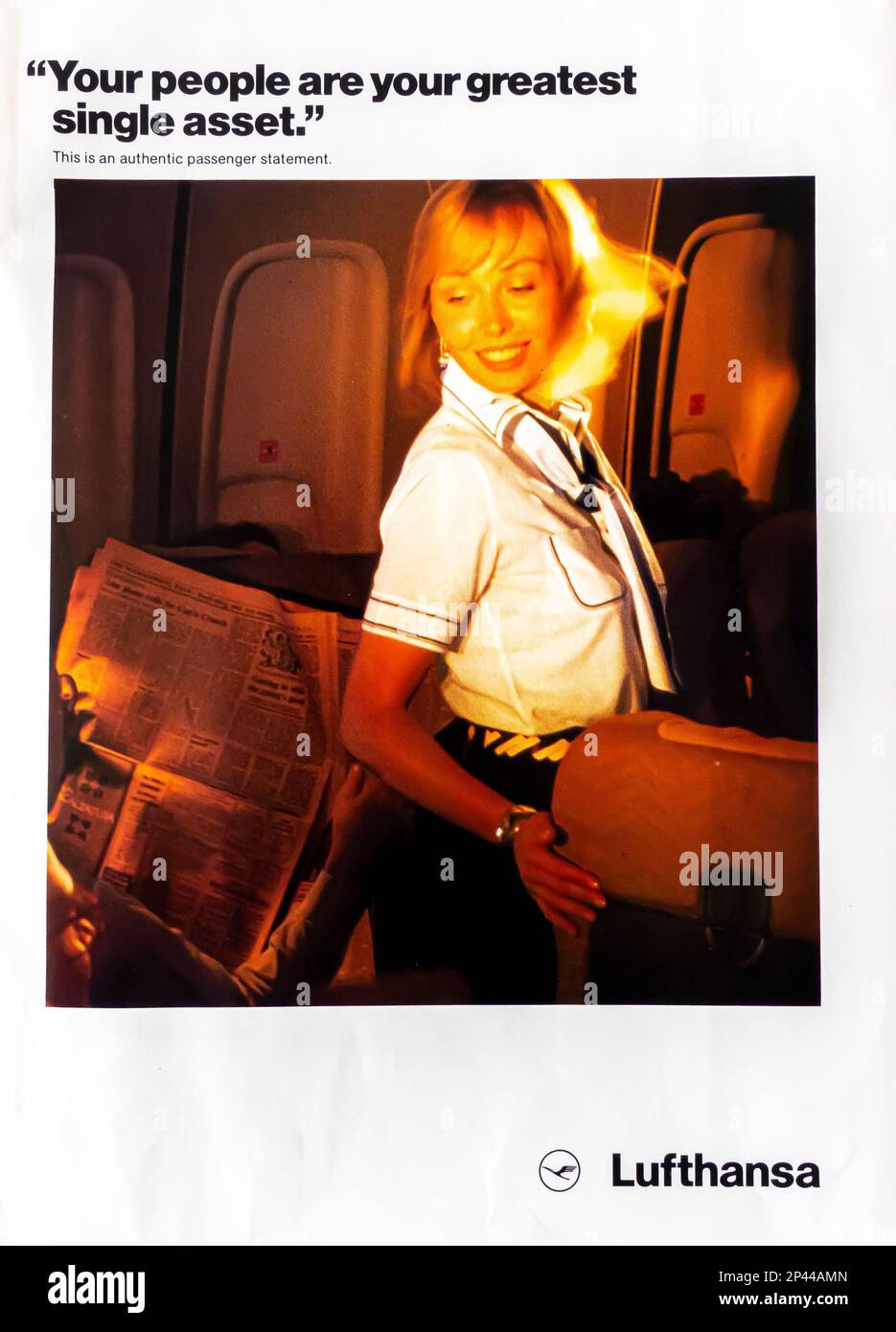 Lufthansa advert in a Natgeo magazine June 1986 Stock Photo