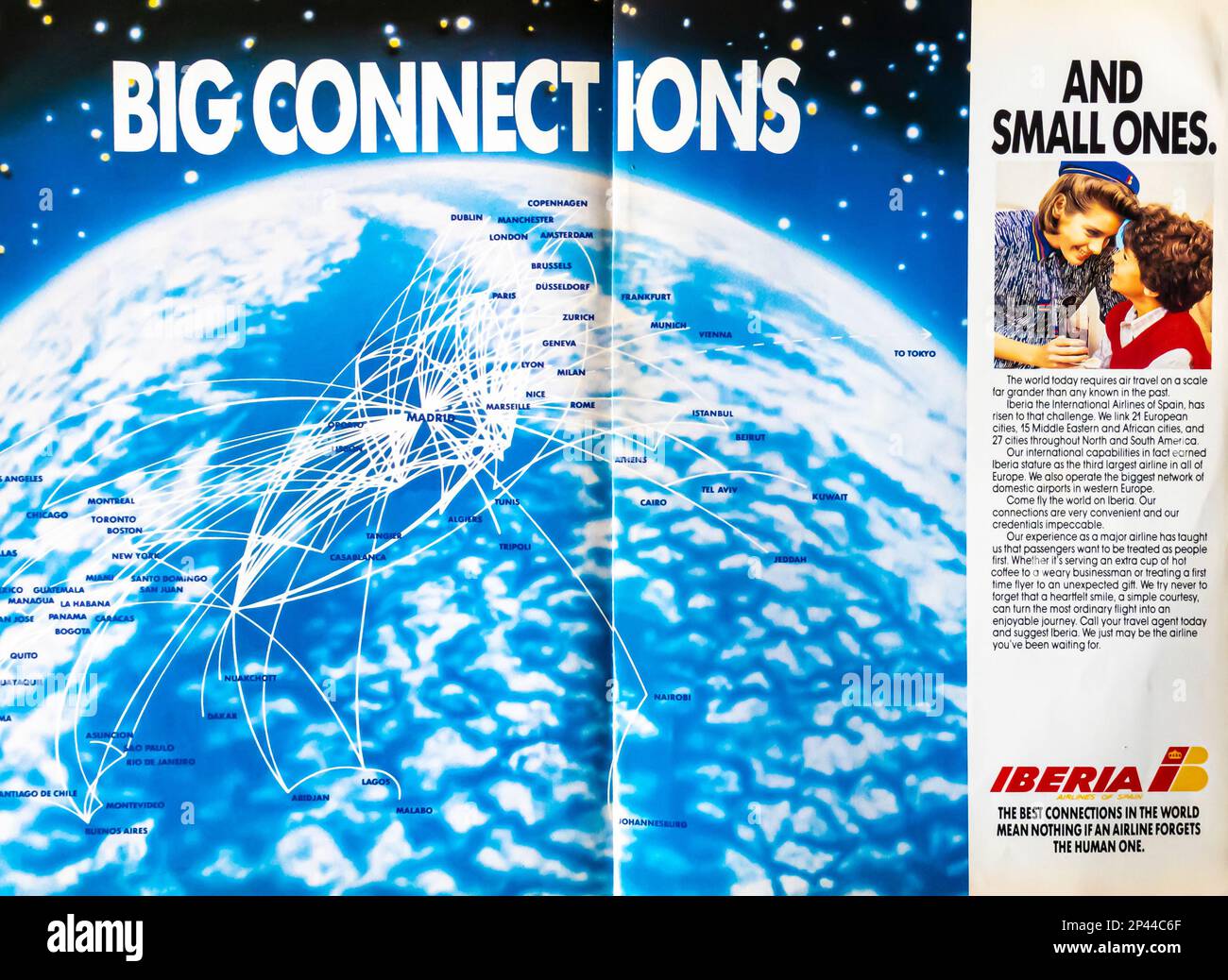 Iberia advert in a Natgeo magazine June 1986 Stock Photo