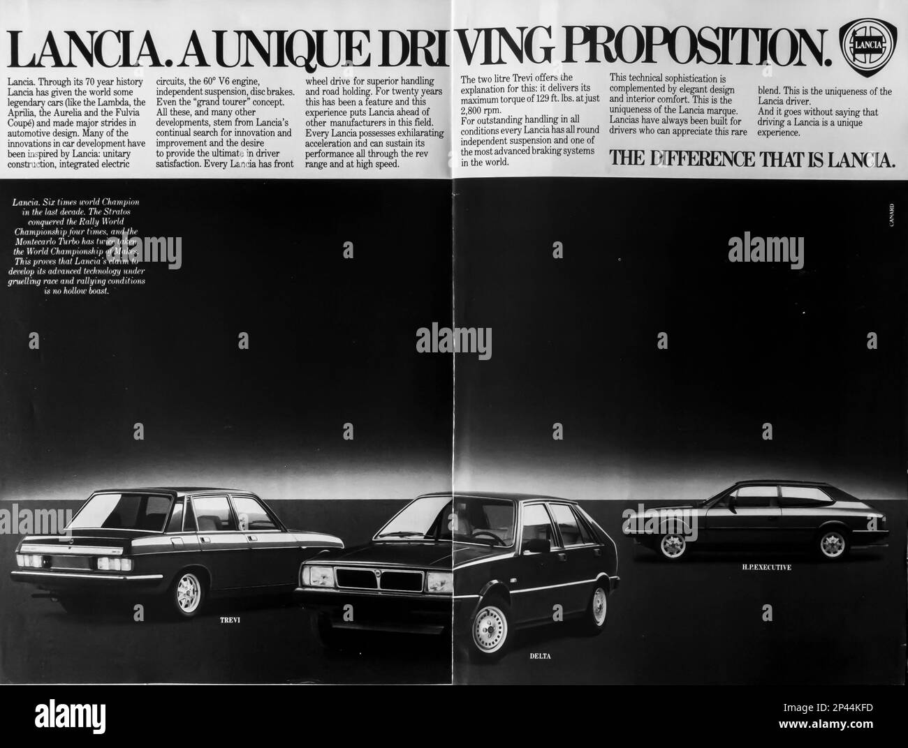 Lancia  advert in a Natgeo magazine October 1982 Stock Photo