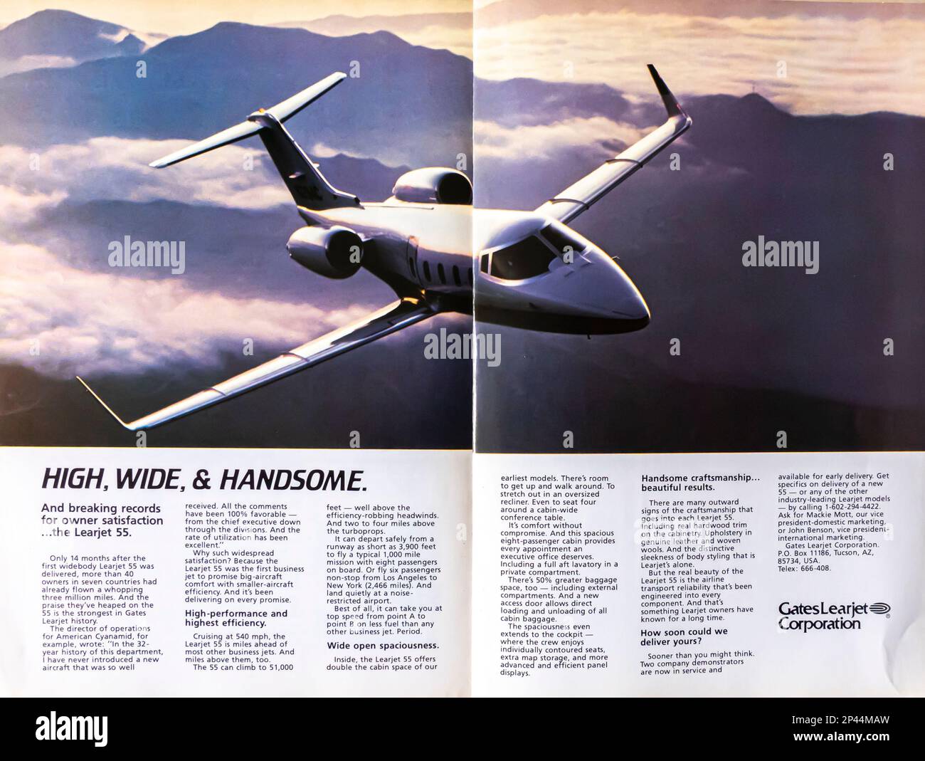 Gates Learjet Corporation advert in a Natgeo magazine october 1982 Stock Photo