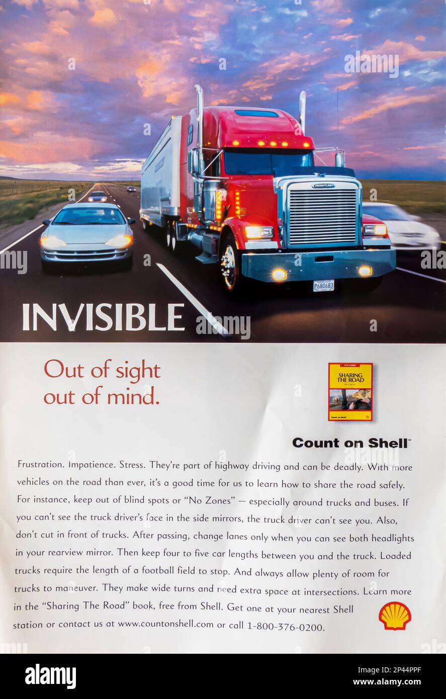 Shell advert in a Natgeo magazine May 2000 Stock Photo