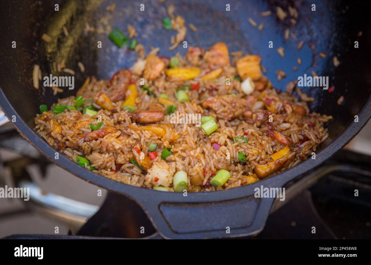 Puerto Rican Pineapple, pork and chicken fried rice Stock Photo Alamy